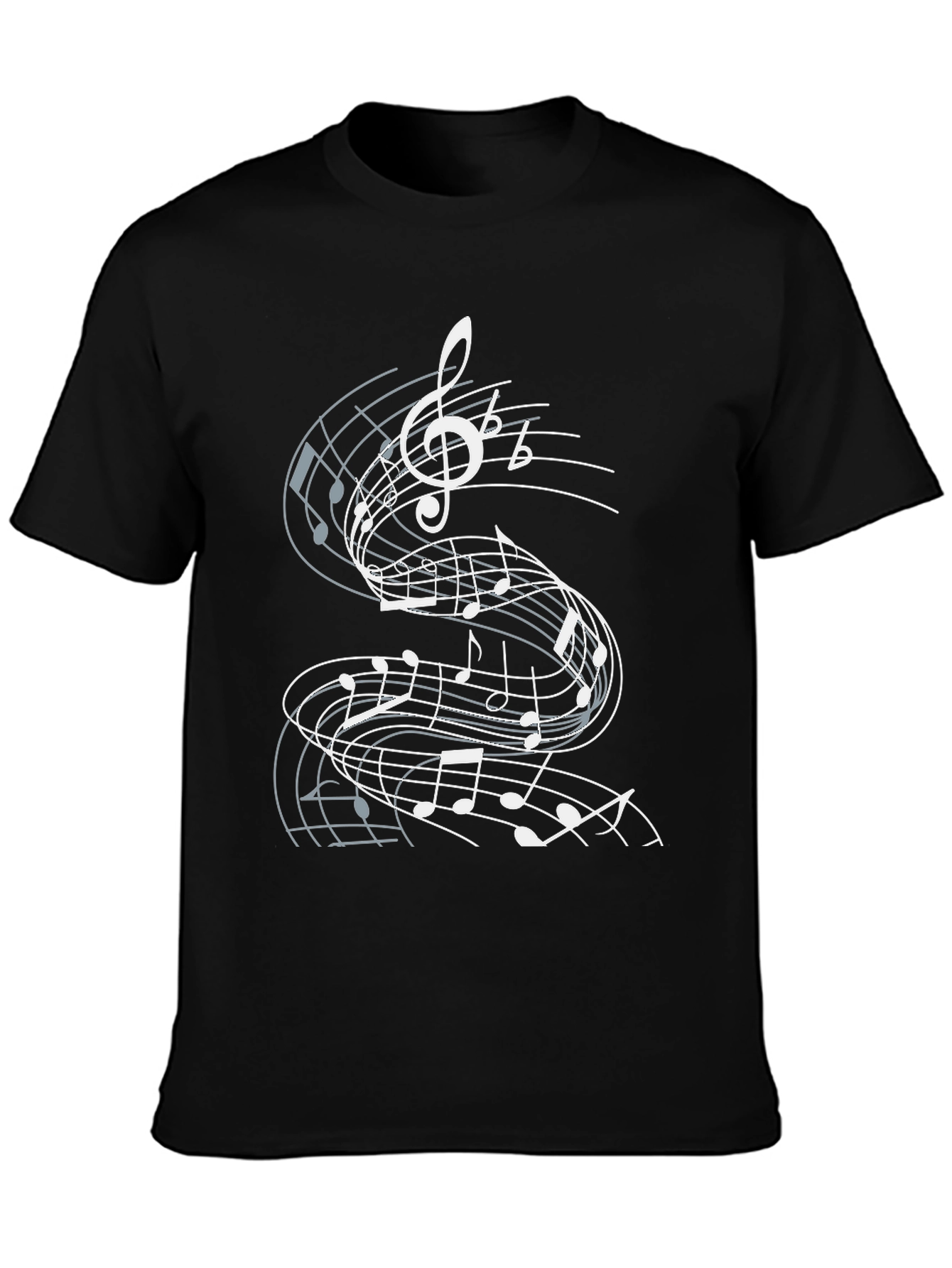 Musical Note Graphic Print Black T-Shirt