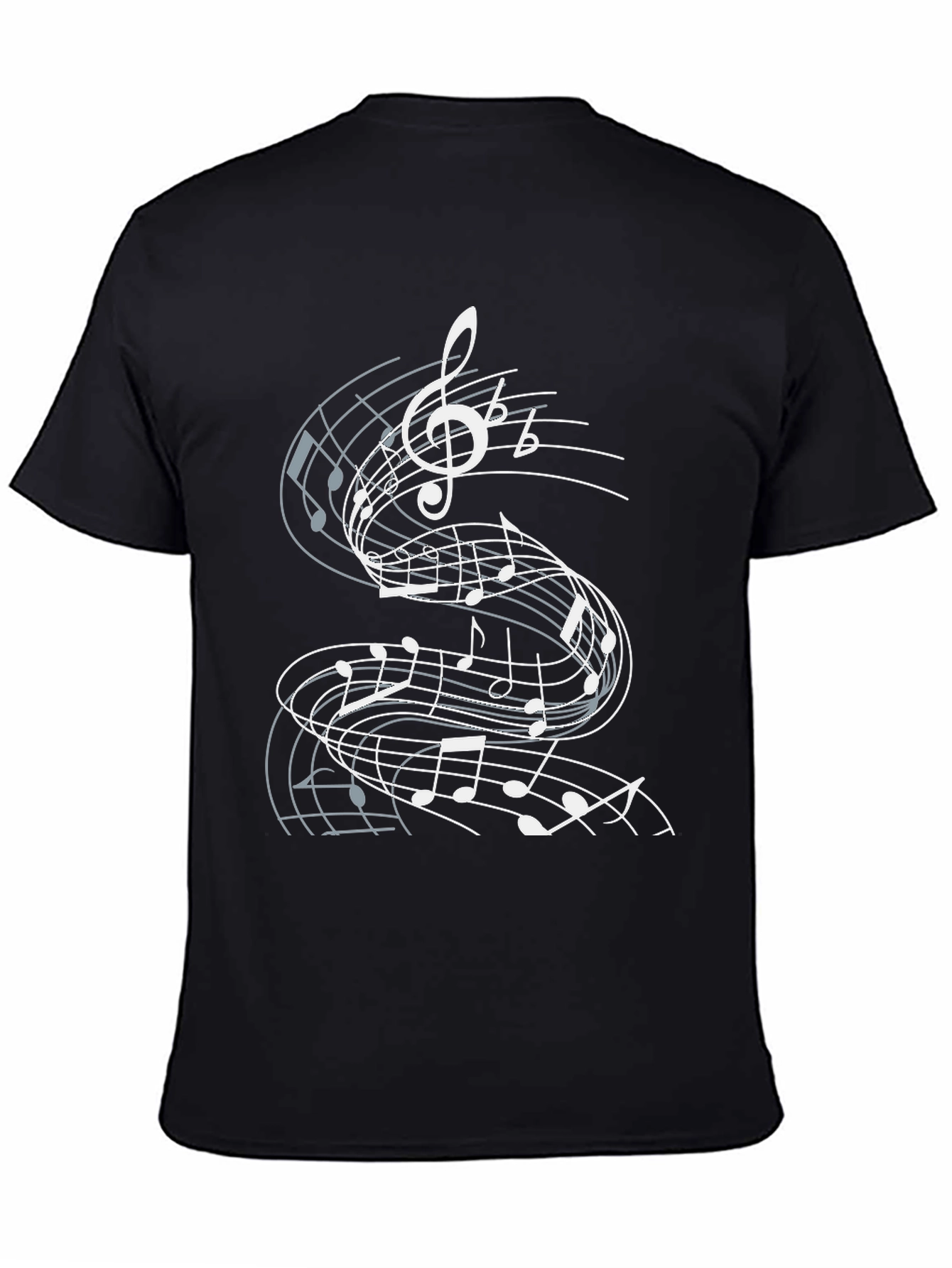 Musical Note Graphic Print Black T-Shirt