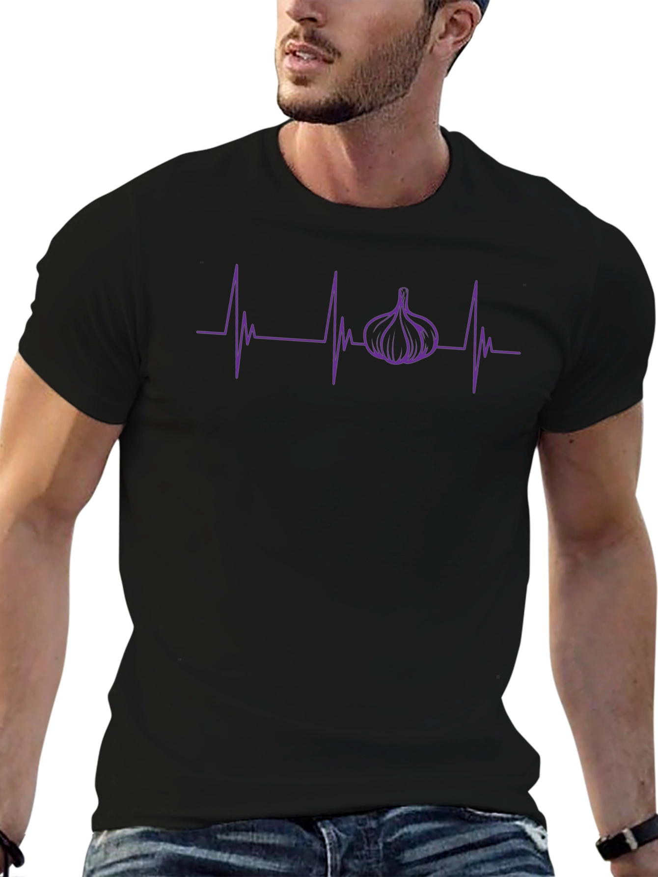 Garlic Heartbeat Graphic T-Shirt - Black