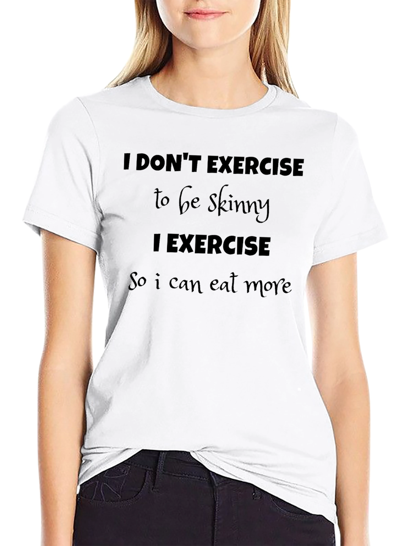 Funny Exercise to Eat More Black T-Shirt