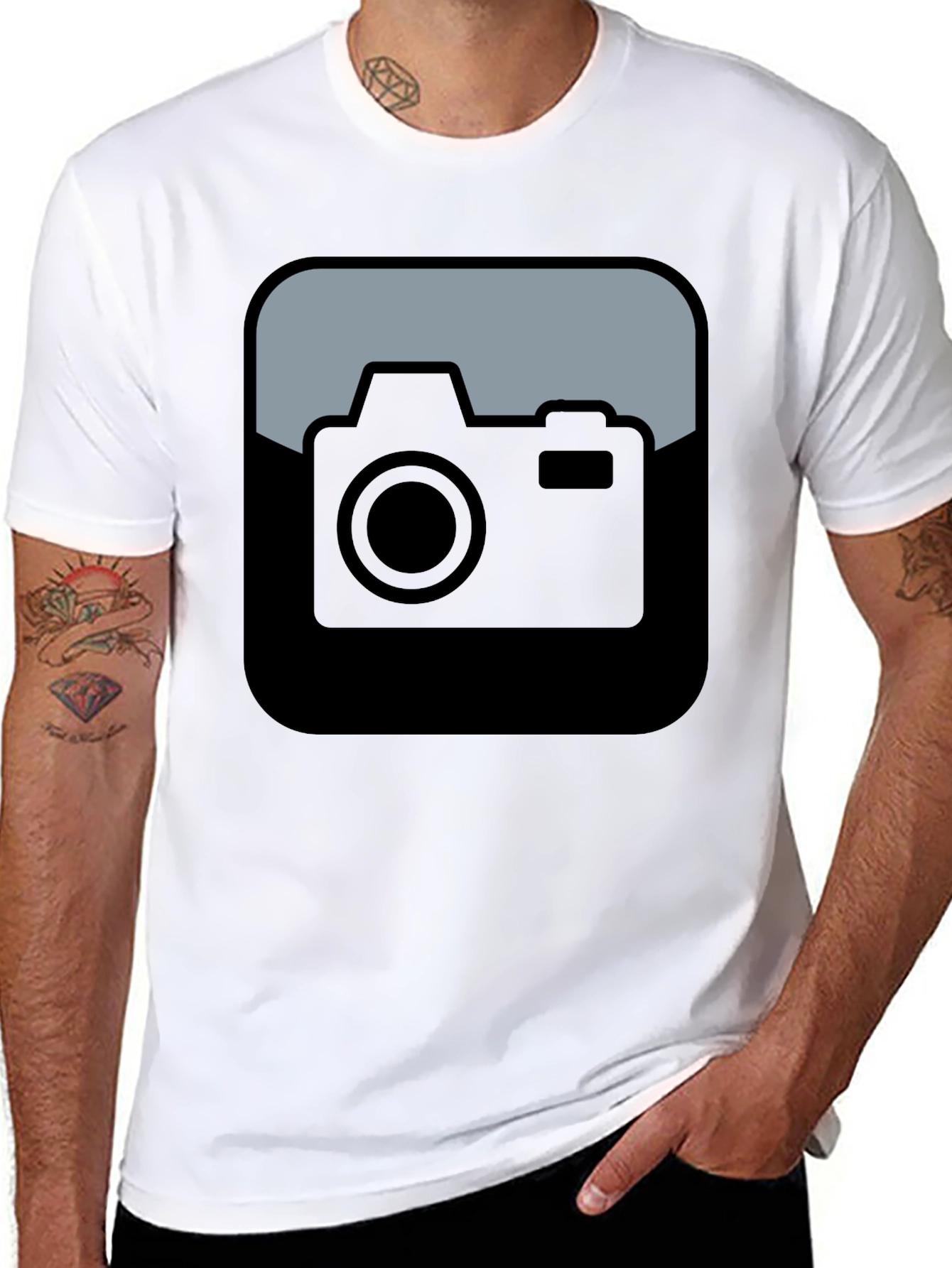 Camera Icon Black T-Shirt