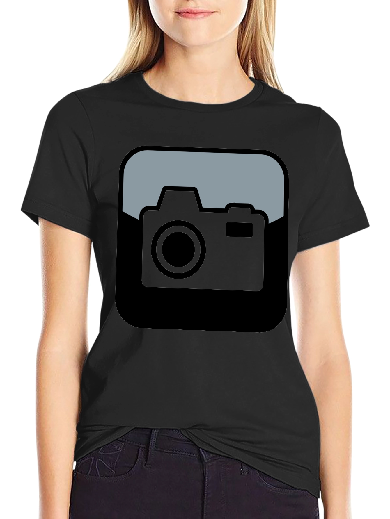 Camera Icon Black T-Shirt