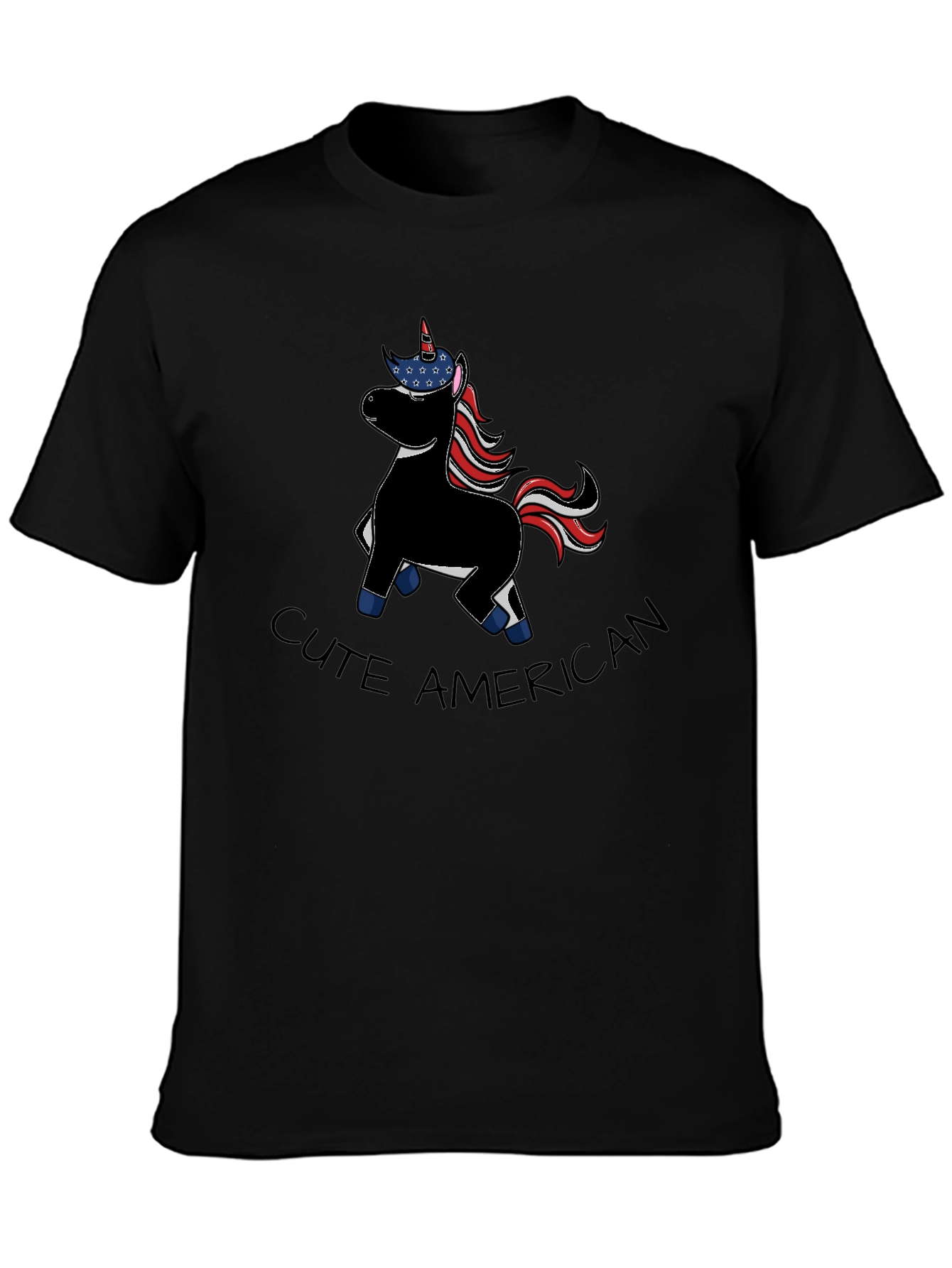 Cute American Unicorn Graphic T-Shirt