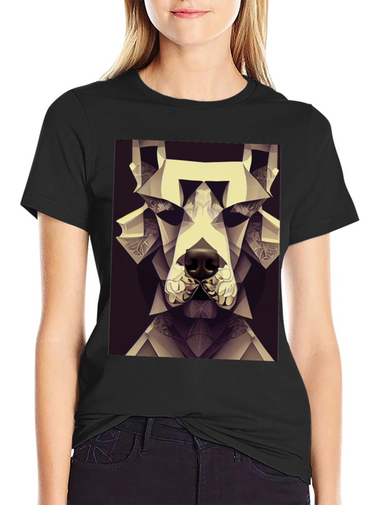 Geometric Dog Graphic Tee - Modern Art Style