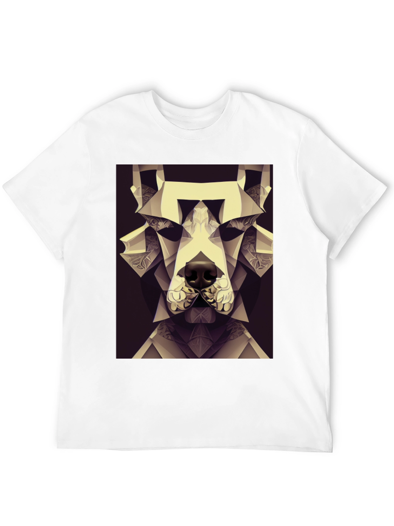 Geometric Dog Graphic Tee - Modern Art Style