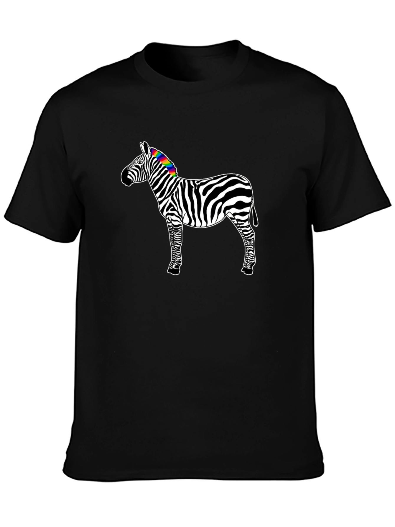 Rainbow Zebra Graphic Tee - Mens Black T-Shirt