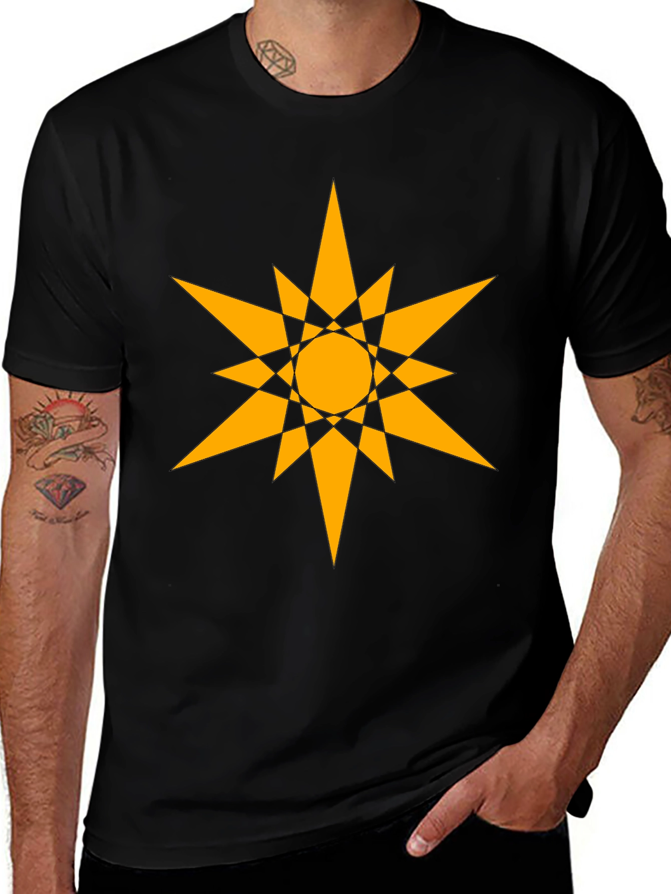 Geometric Starburst Graphic Tee - Bold & Modern