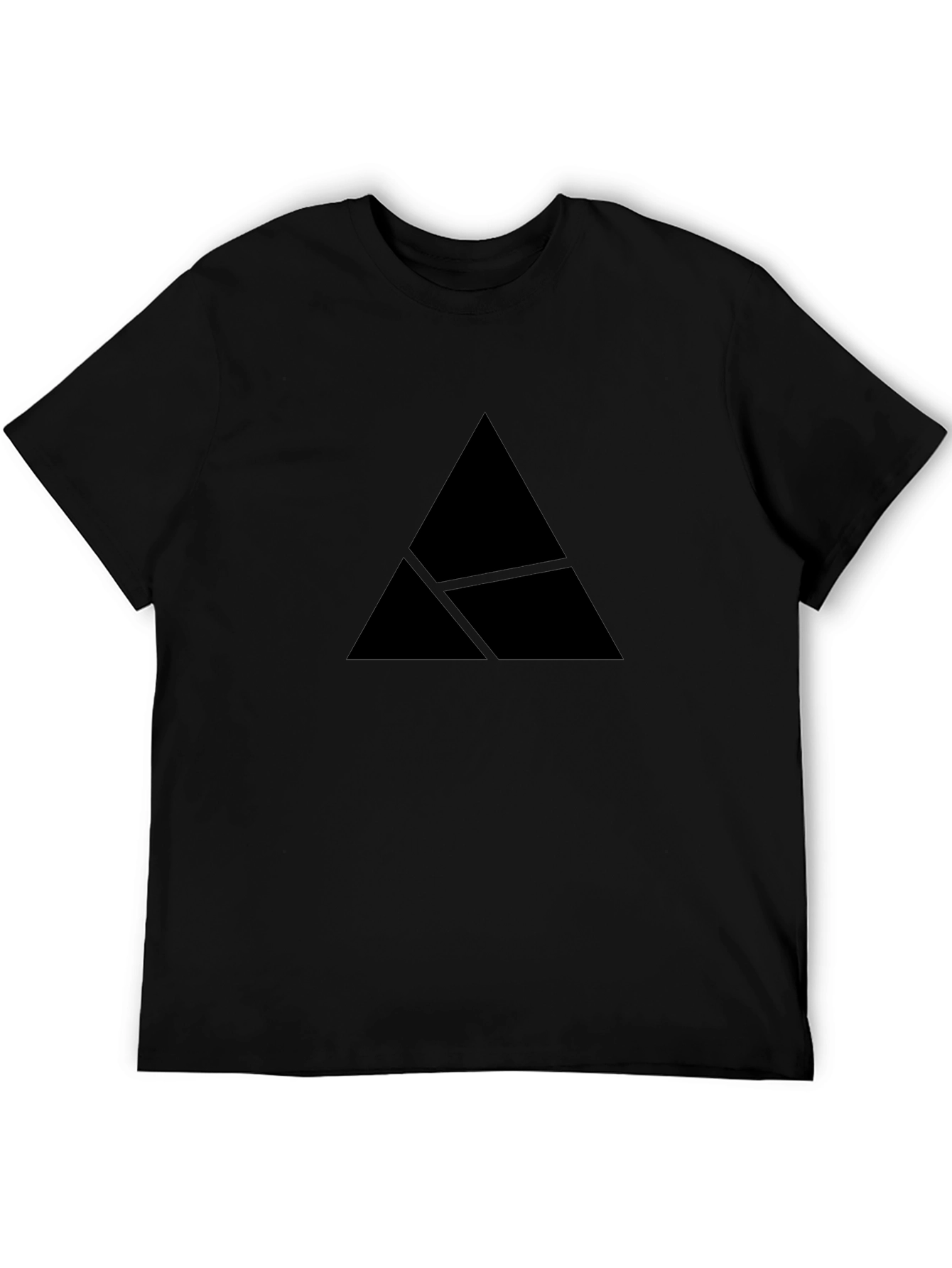 Mens Black Graphic Tee - Abstract Triangle Design