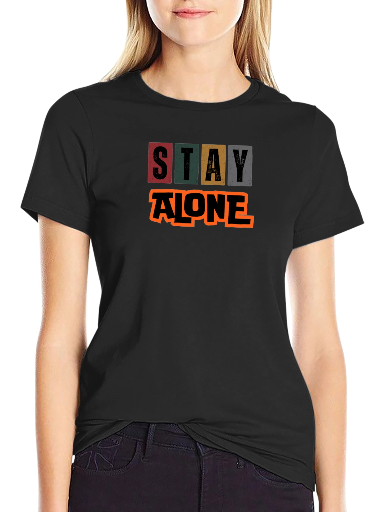 Stay Alone Graphic Tee - Black T-Shirt