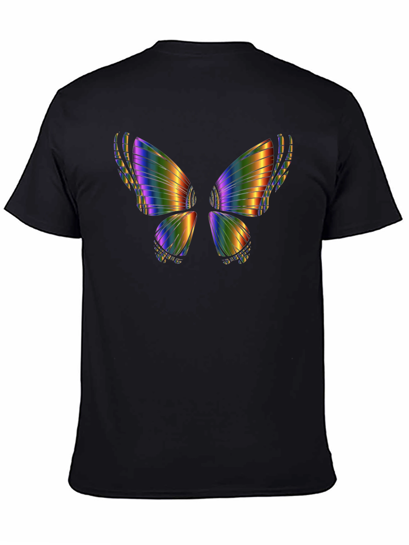 Rainbow Butterfly Graphic Tee - Black