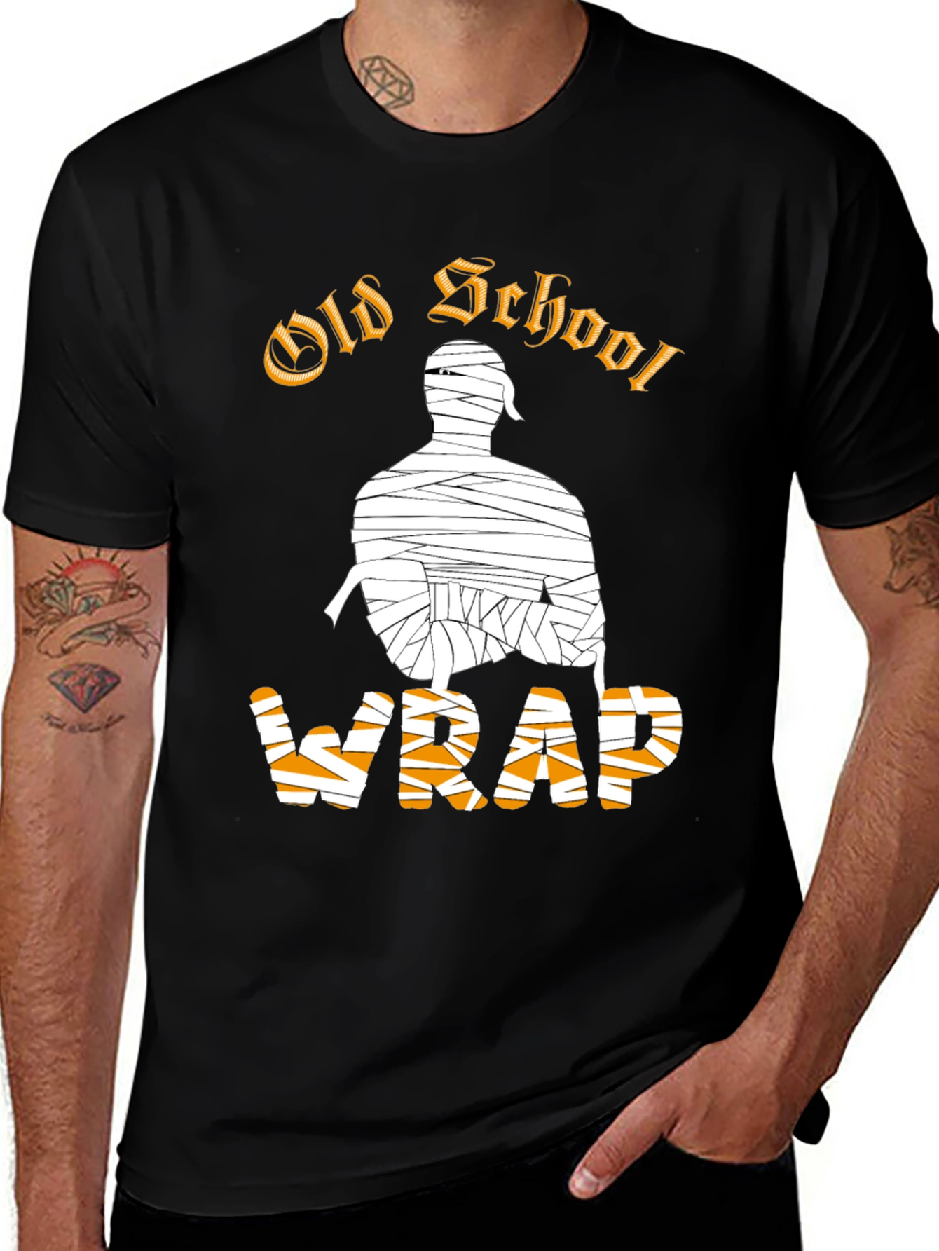 Old School Wrap T-Shirt - Black Graphic Tee