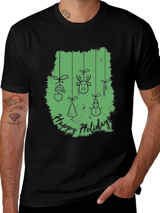 Happy Holidays Graphic Print Crew Neck T-Shirt