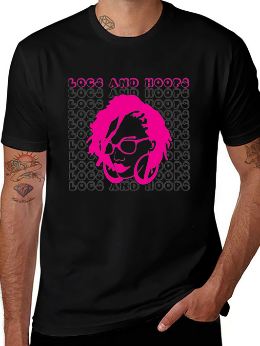 Locs and Hoops Black Graphic T-Shirt