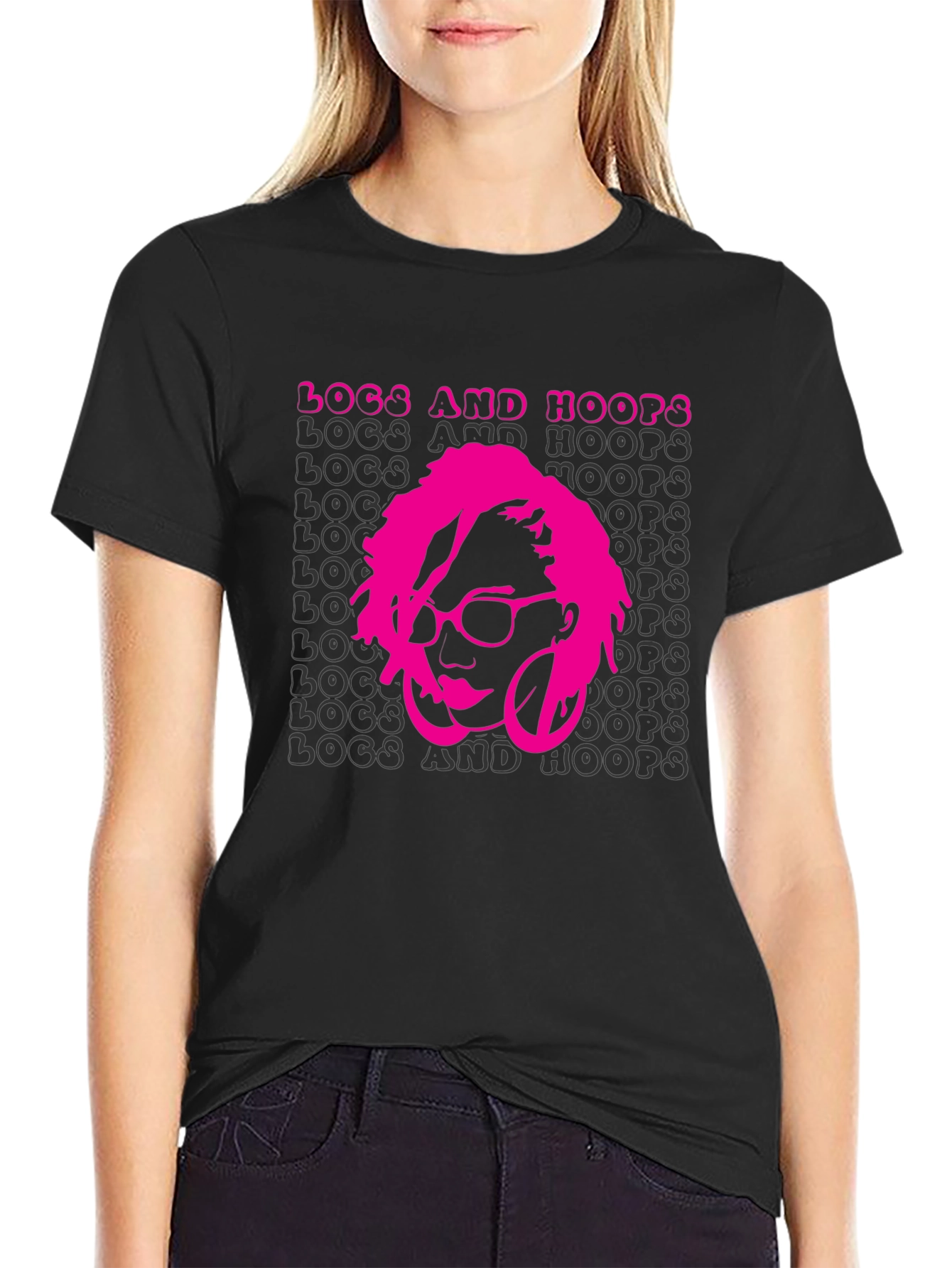 Locs and Hoops Black Graphic T-Shirt