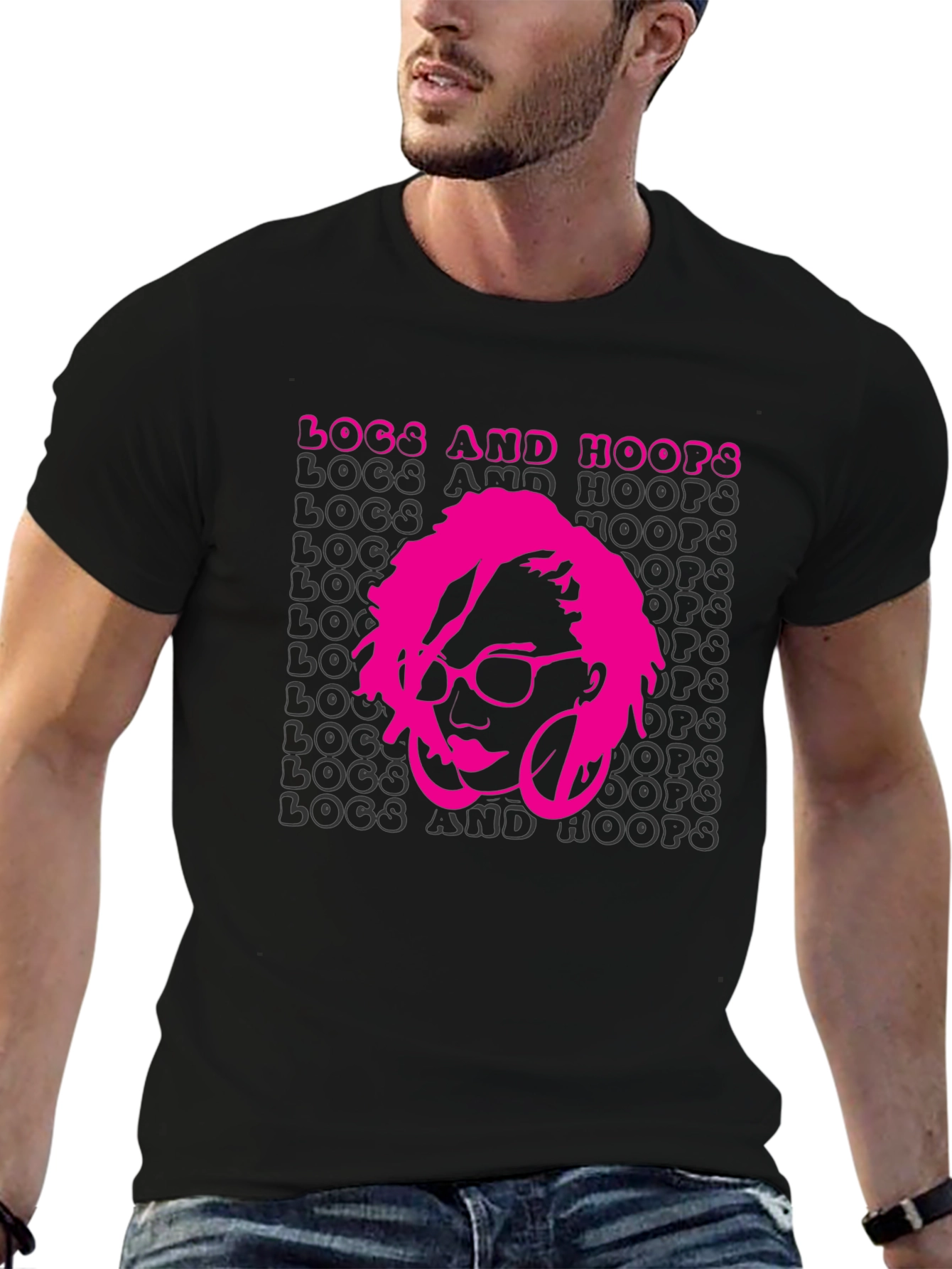 Locs and Hoops Black Graphic T-Shirt