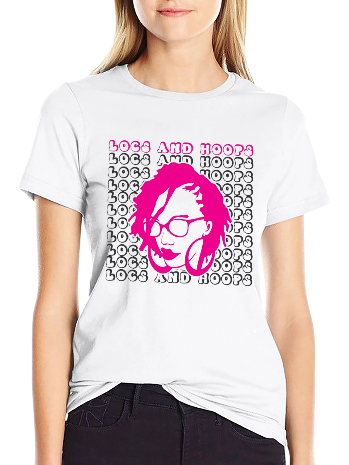 Locs and Hoops Black Graphic T-Shirt