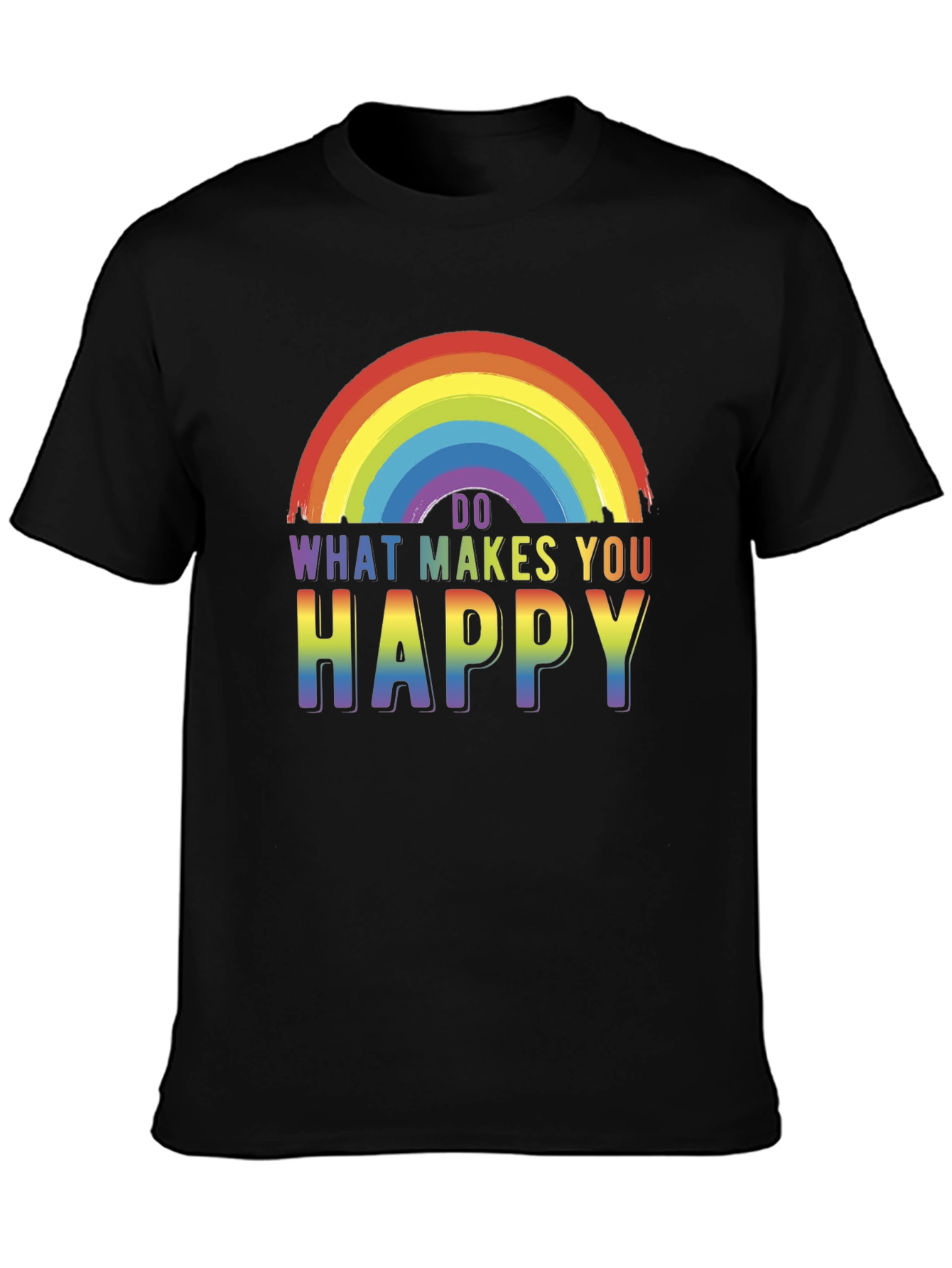 Rainbow Do What Makes You Happy Black Tee