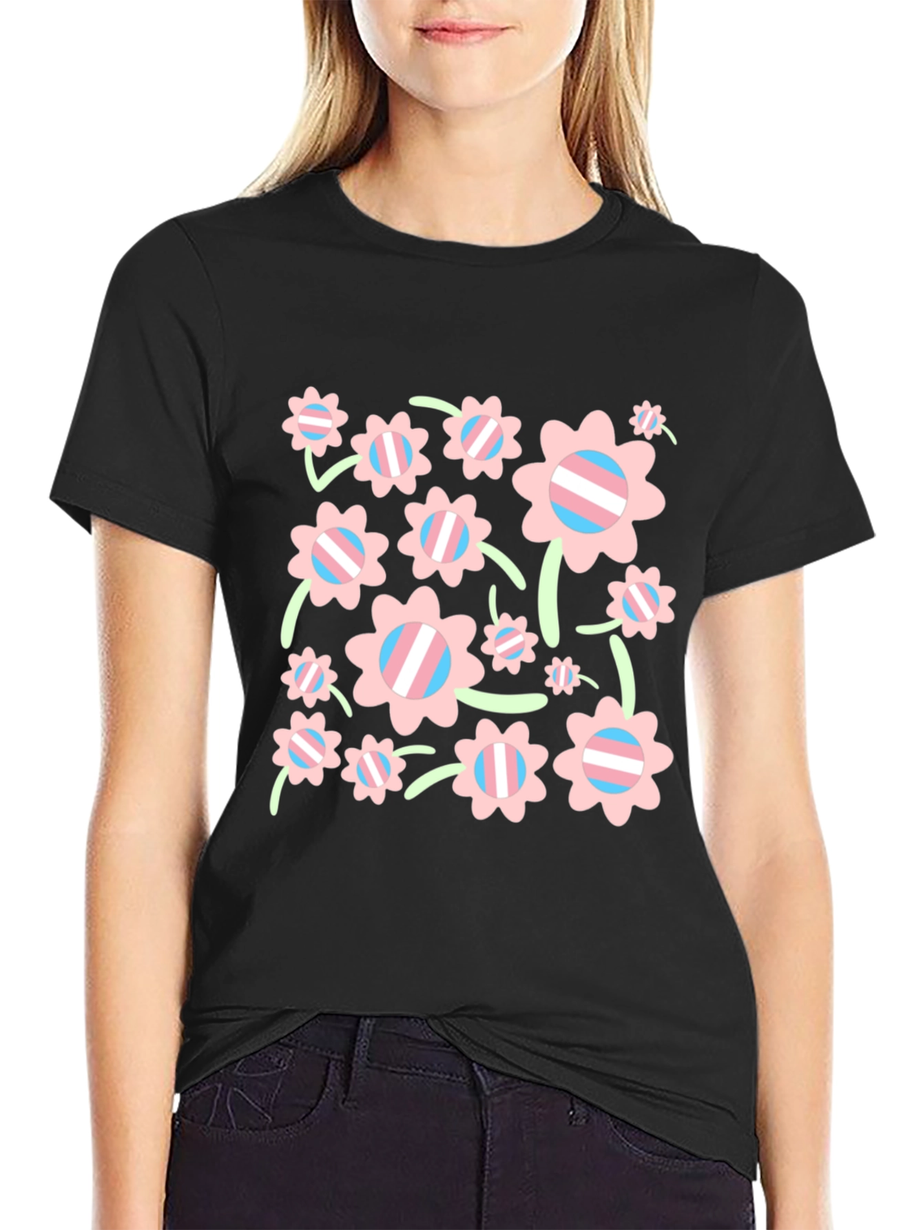 Transgender Pride Flower Graphic T-Shirt