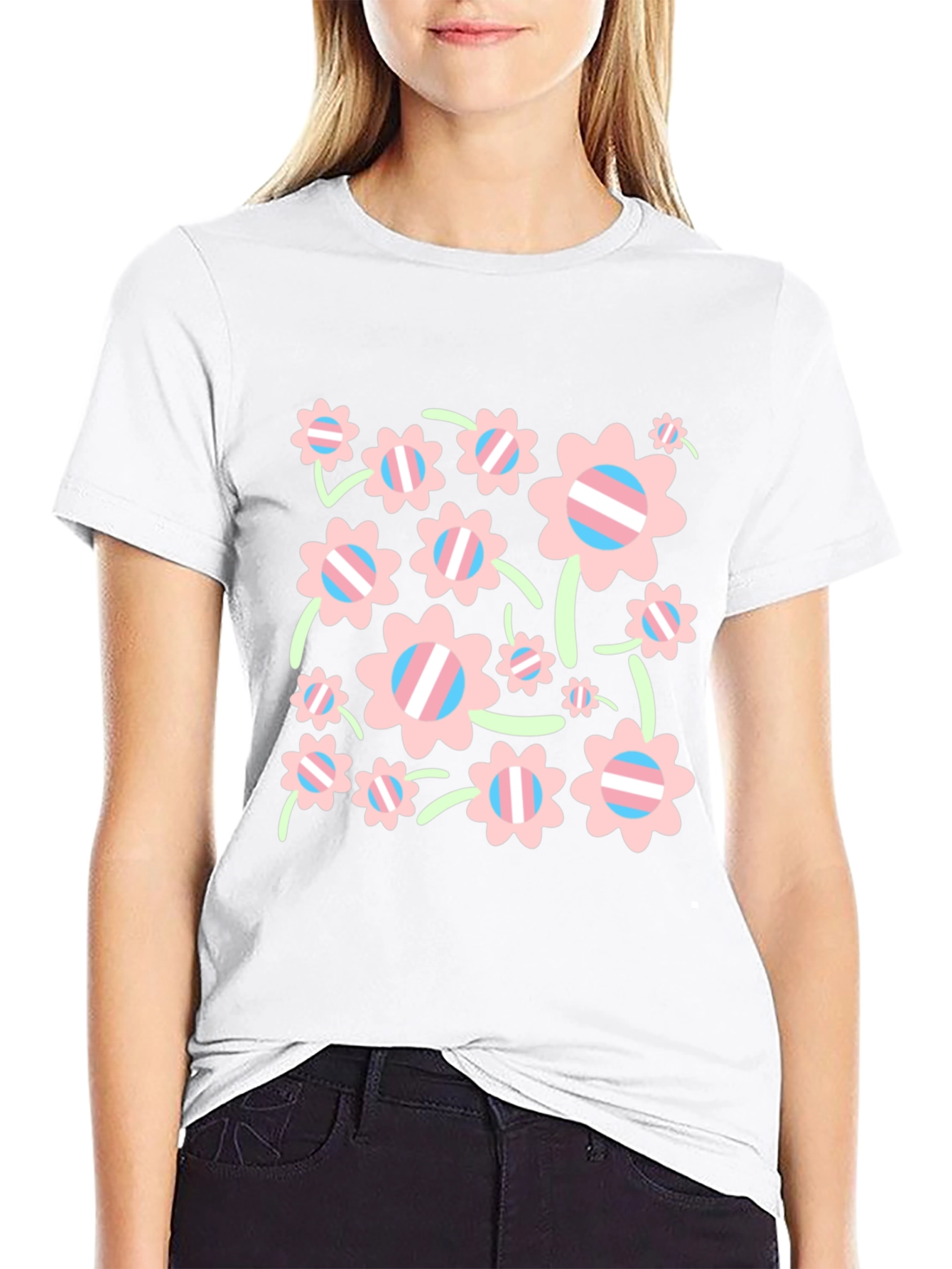 Transgender Pride Flower Graphic T-Shirt