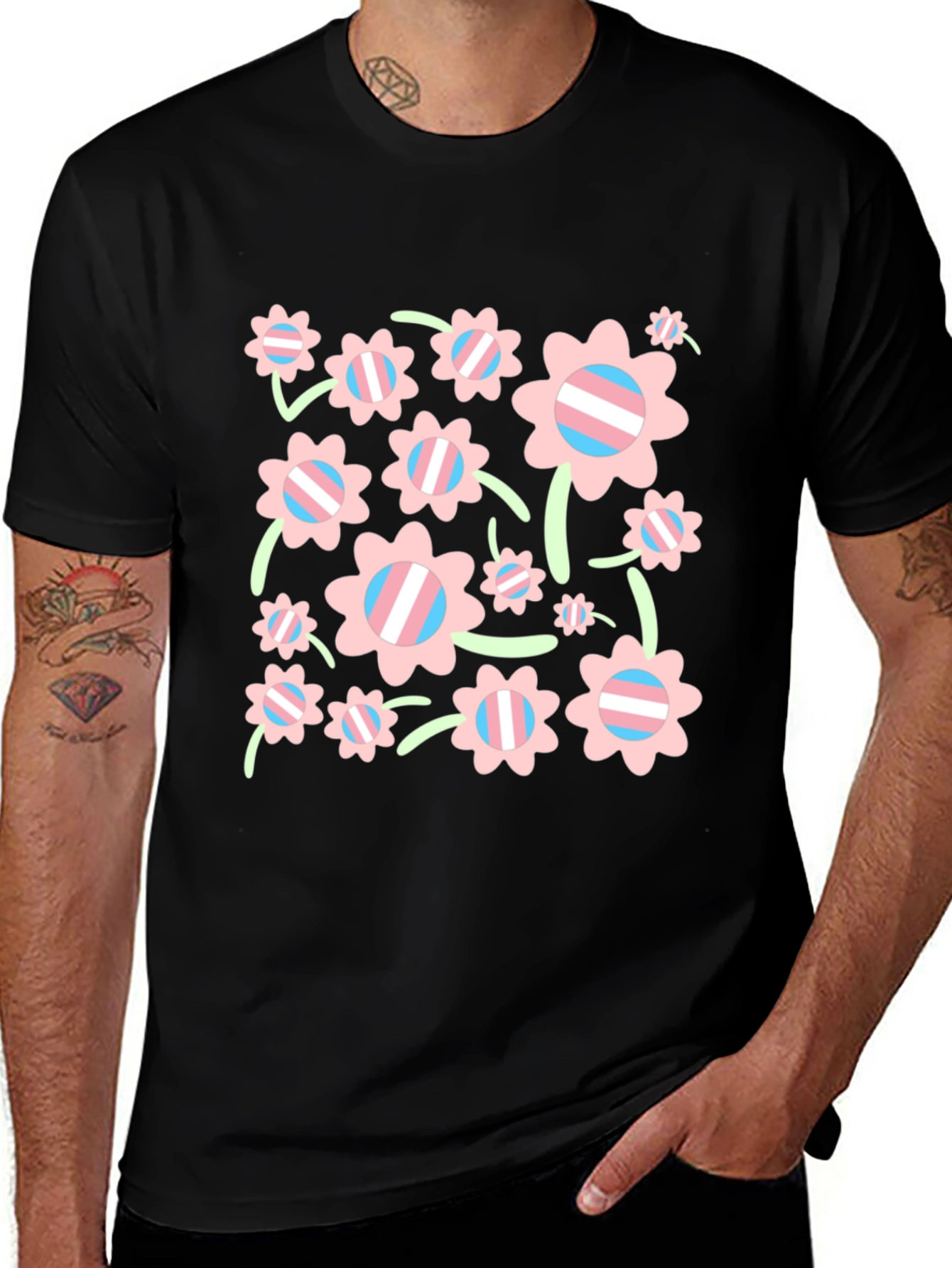 Transgender Pride Flower Graphic T-Shirt