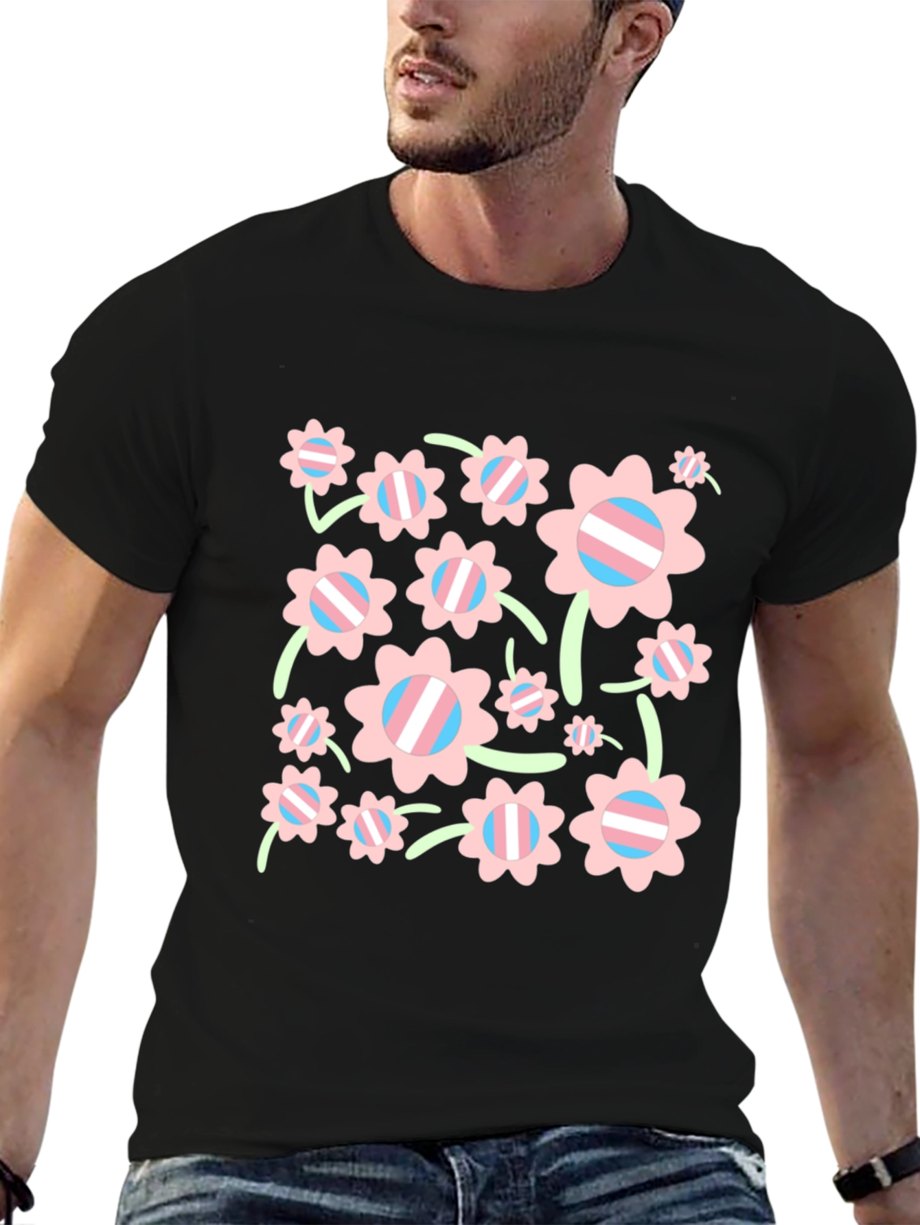 Transgender Pride Flower Graphic T-Shirt