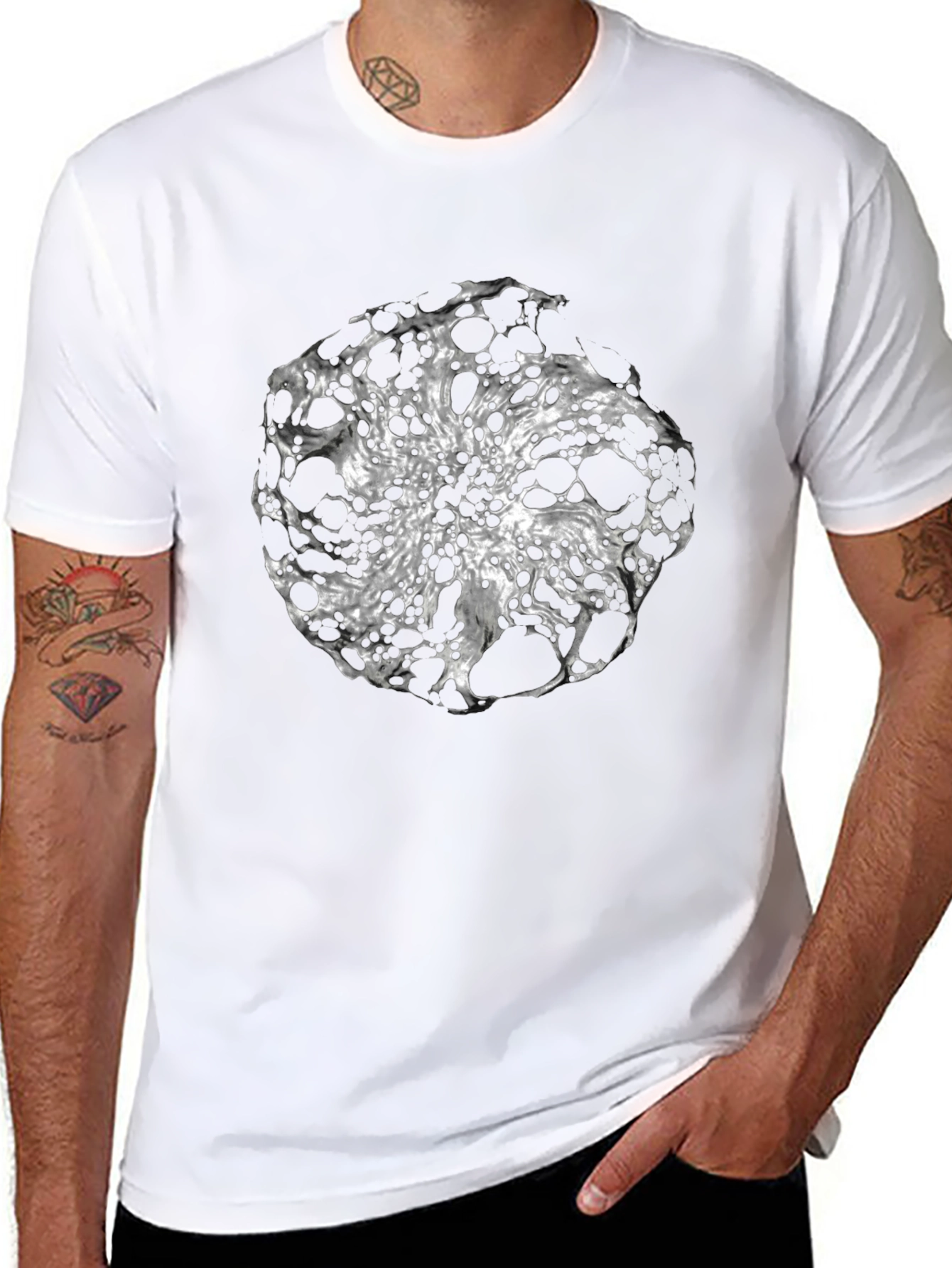 Abstract Sphere Graphic Black T-Shirt