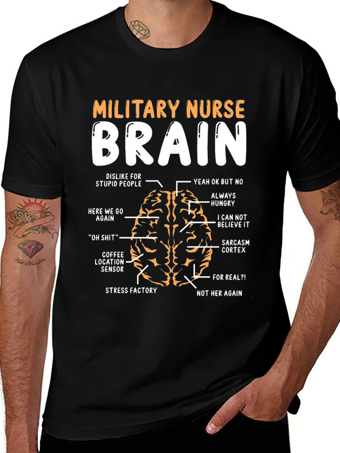 Military Nurse Brain Anatomy T-Shirt