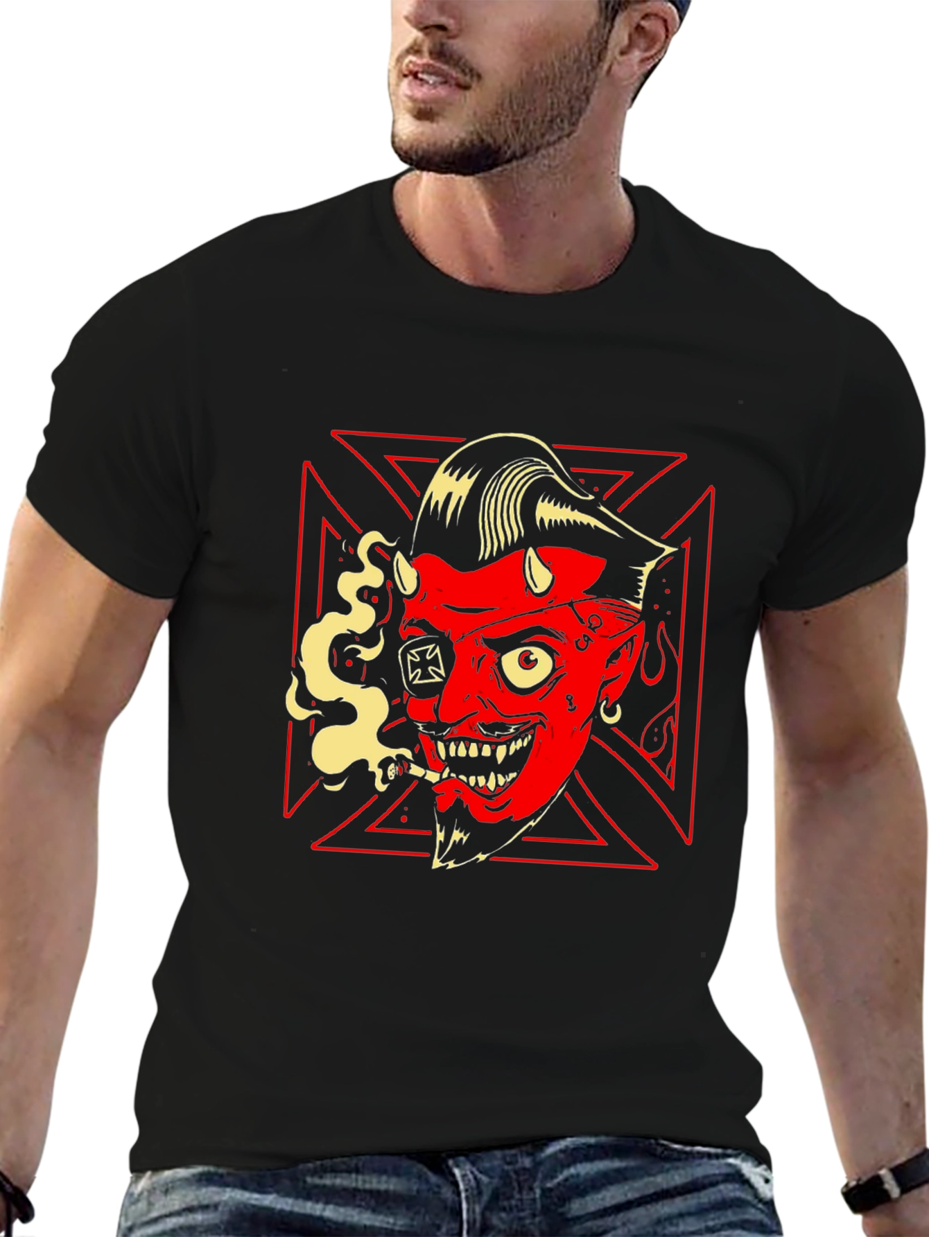 Devil Smoking Tee - Rockabilly Style