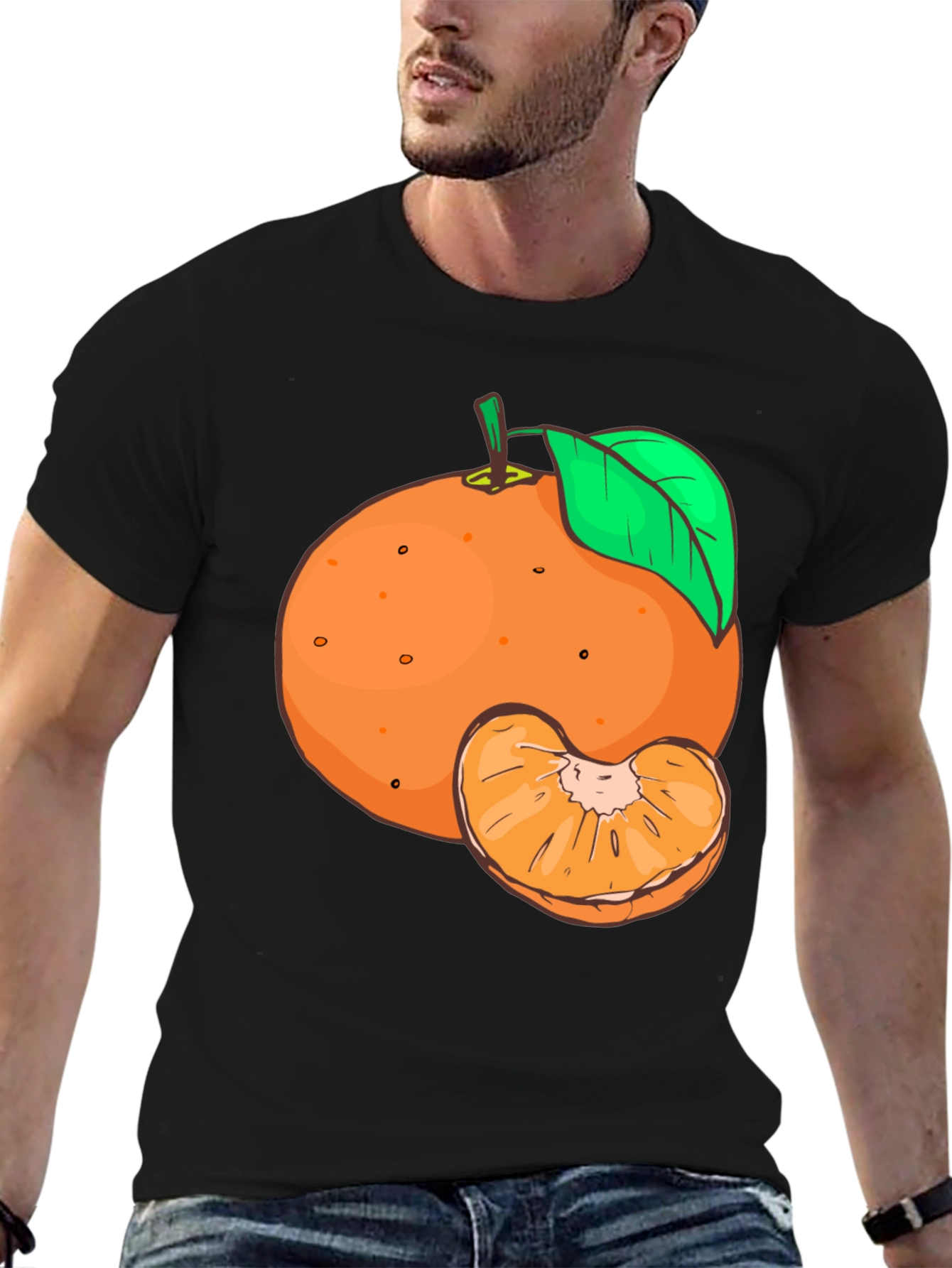 Orange Fruit Graphic Tee - Unisex Black T-Shirt