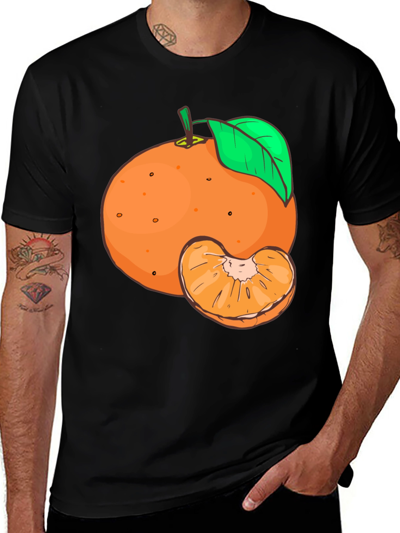Orange Fruit Graphic Tee - Unisex Black T-Shirt
