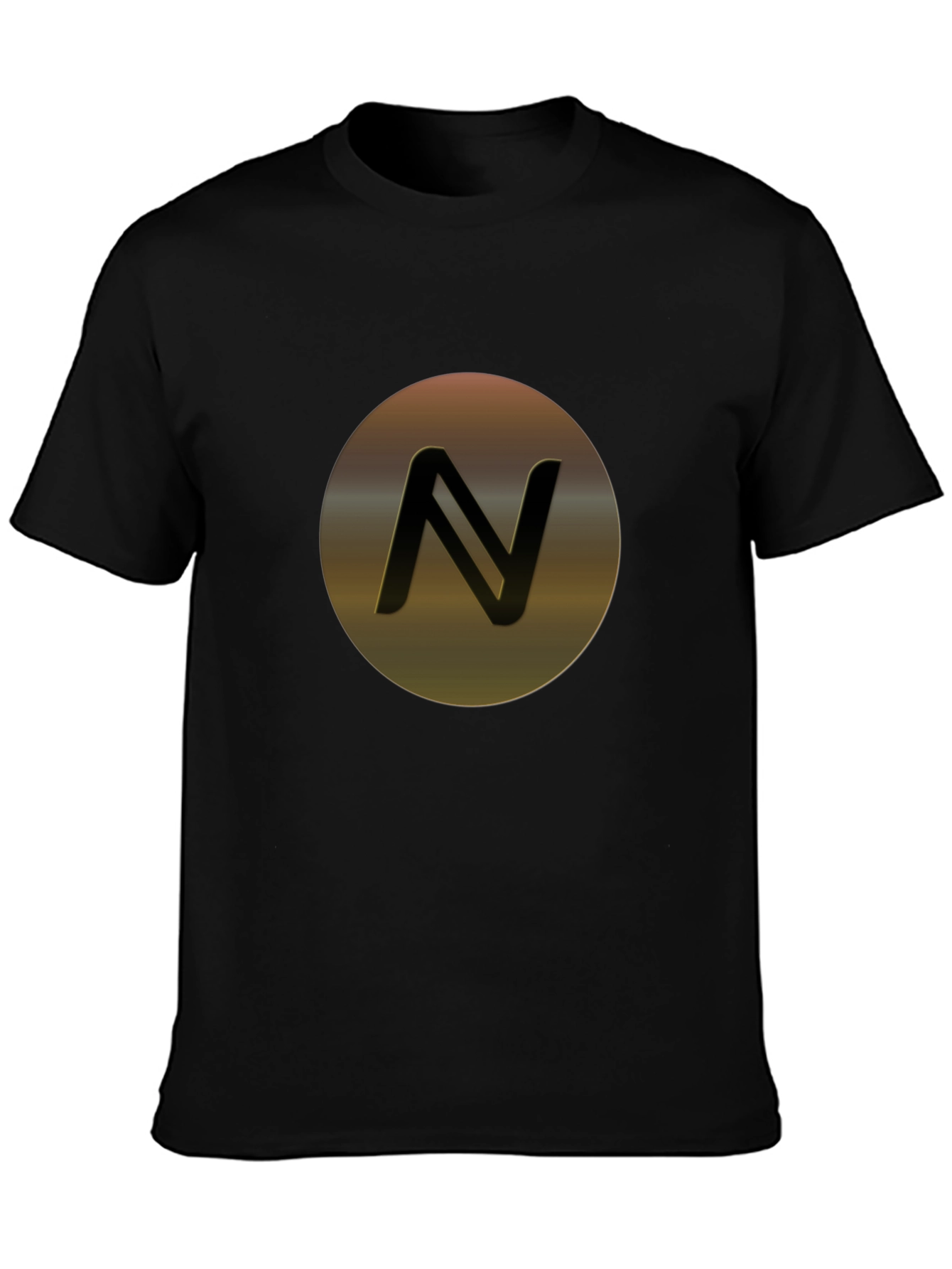 Stylish Black T-Shirt with Modern Letter N Graphic
