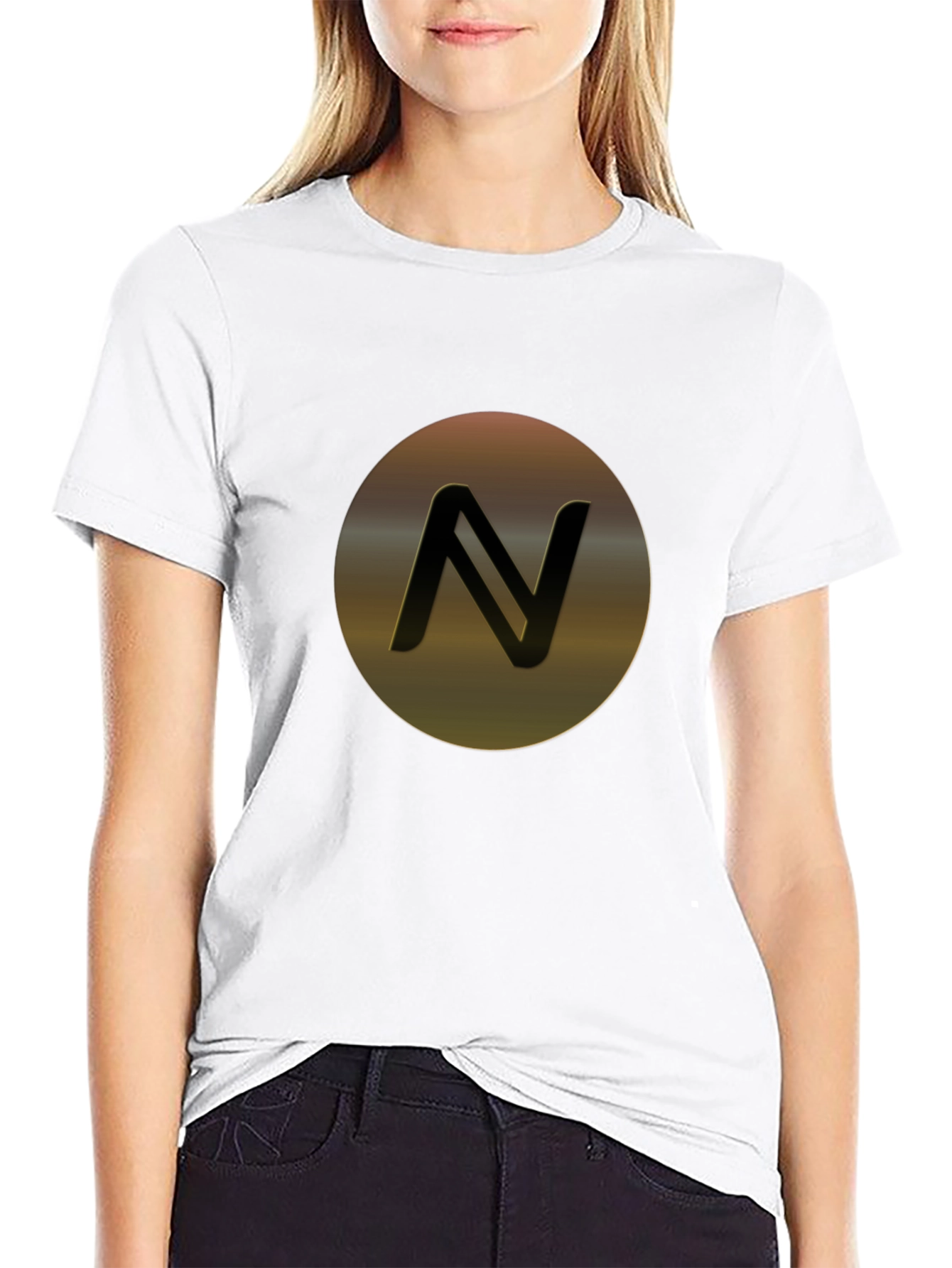 Stylish Black T-Shirt with Modern Letter N Graphic