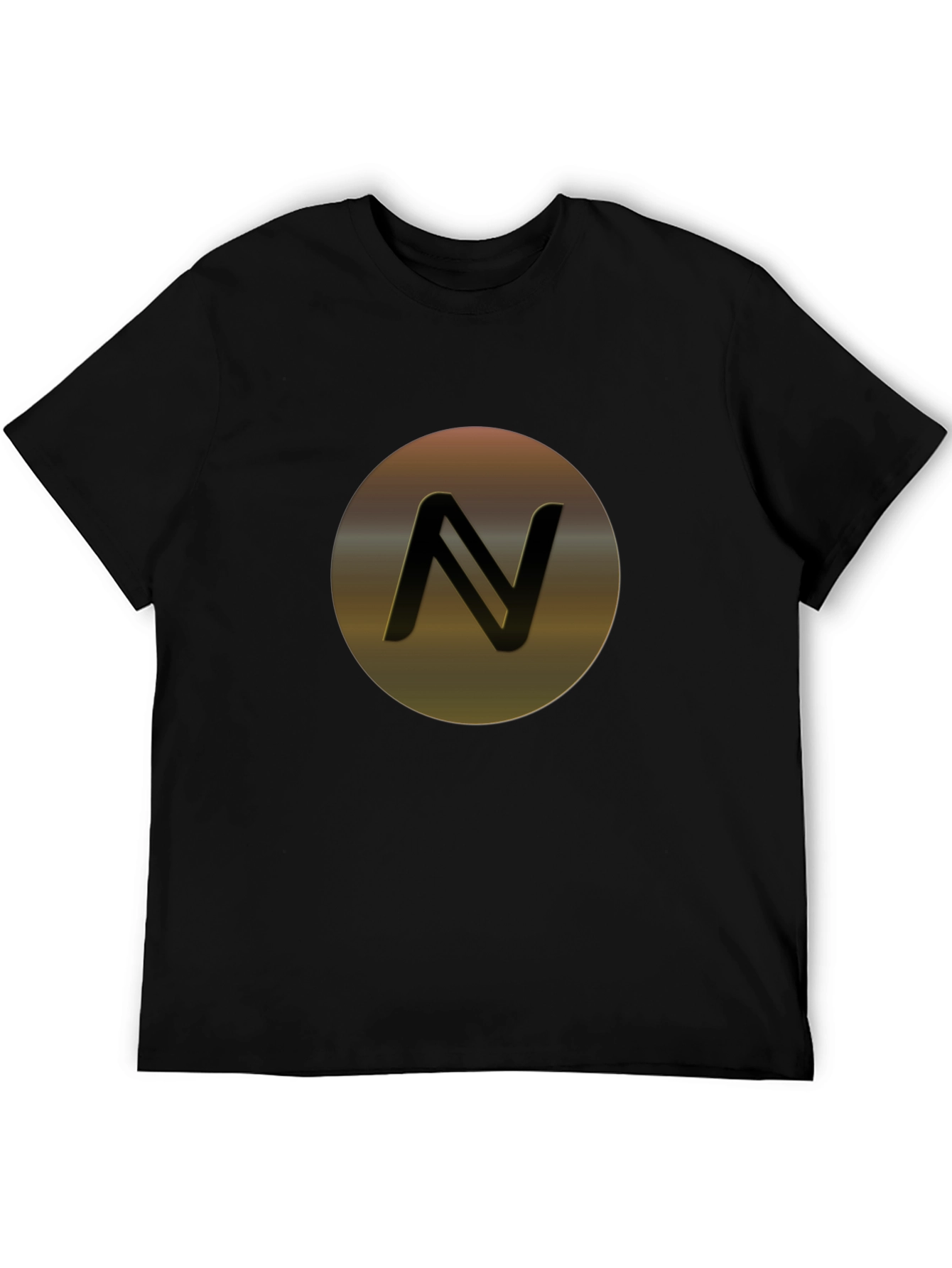 Stylish Black T-Shirt with Modern Letter N Graphic