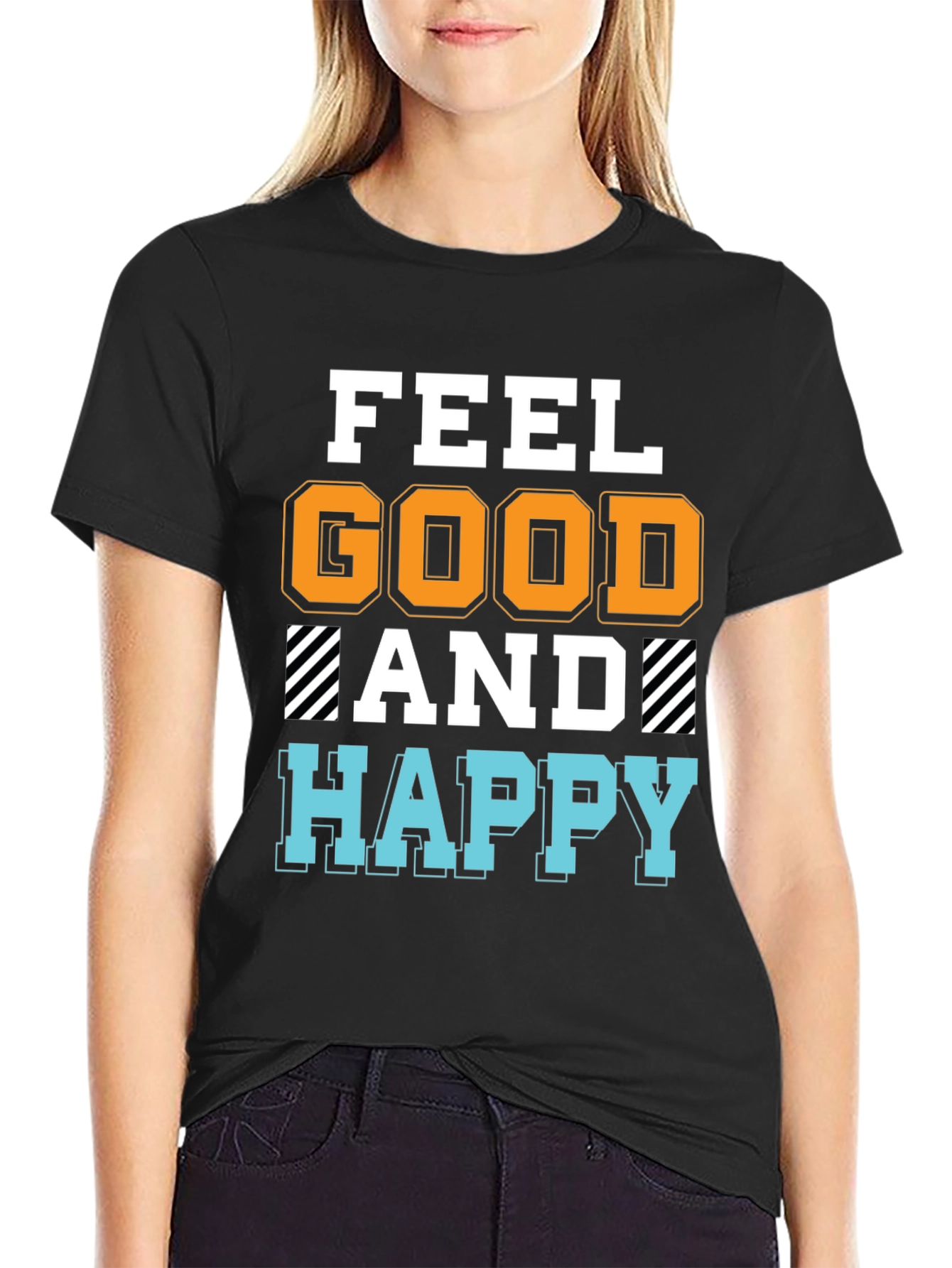Feel Good Happy T-Shirt - Black