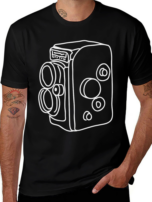 Retro Movie Camera Graphic Tee - Classic Film Style