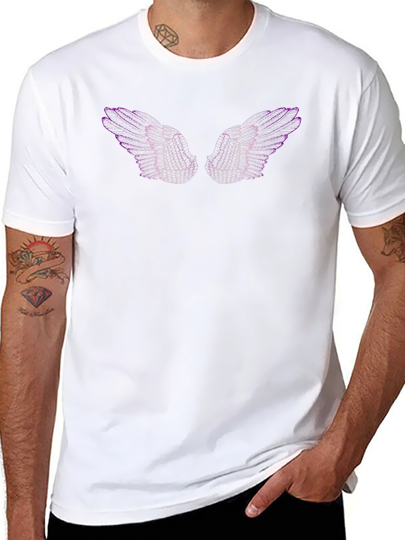 Black Tee with Wing Graphic