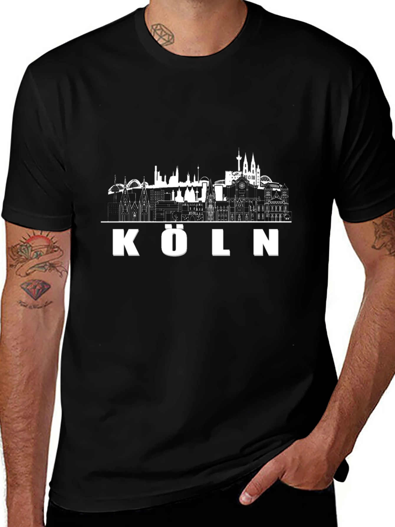 Köln Skyline T-Shirt - Black Graphic Tee