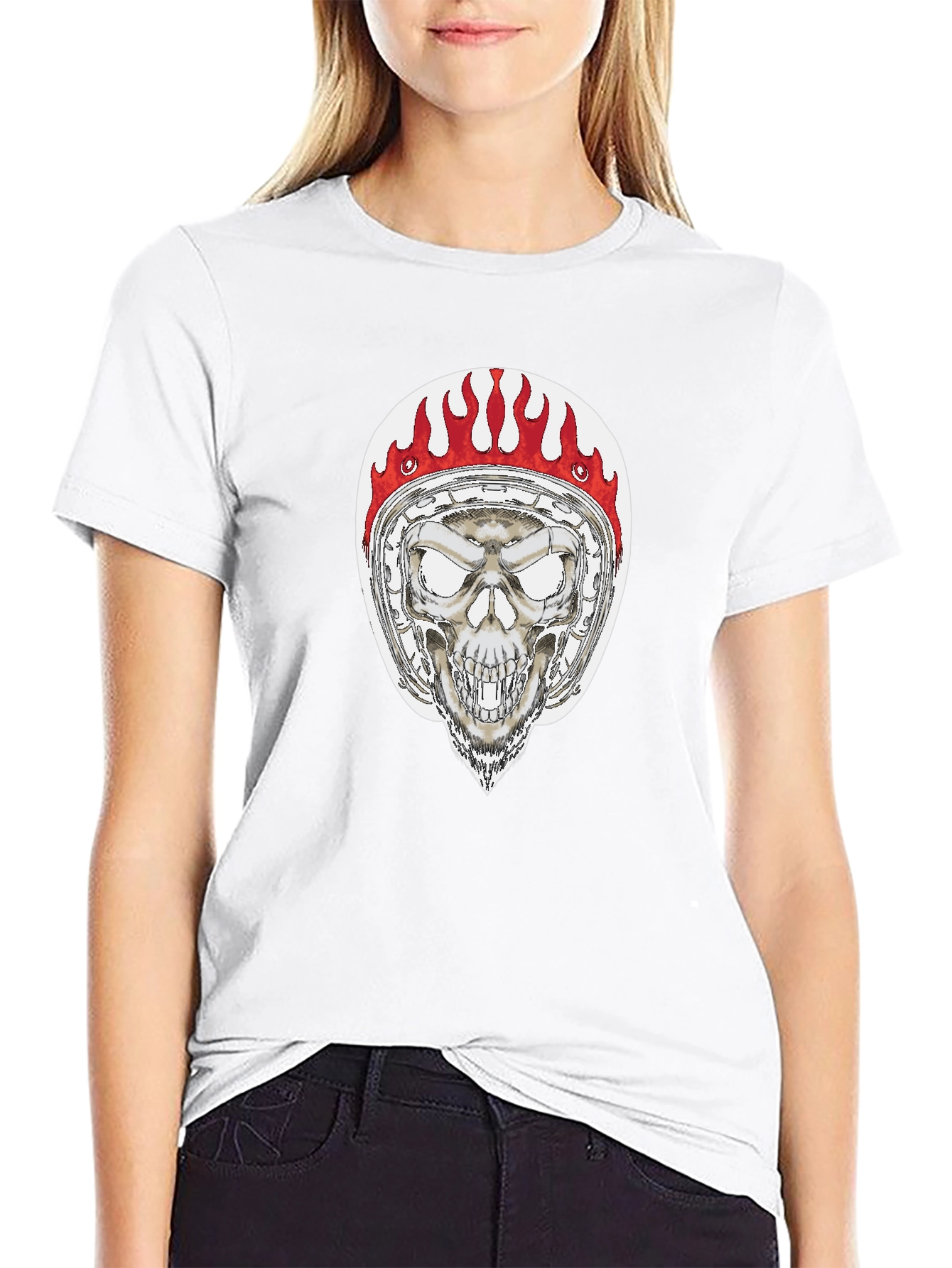 Skull Rider Graphic Tee - Black Cotton T-Shirt