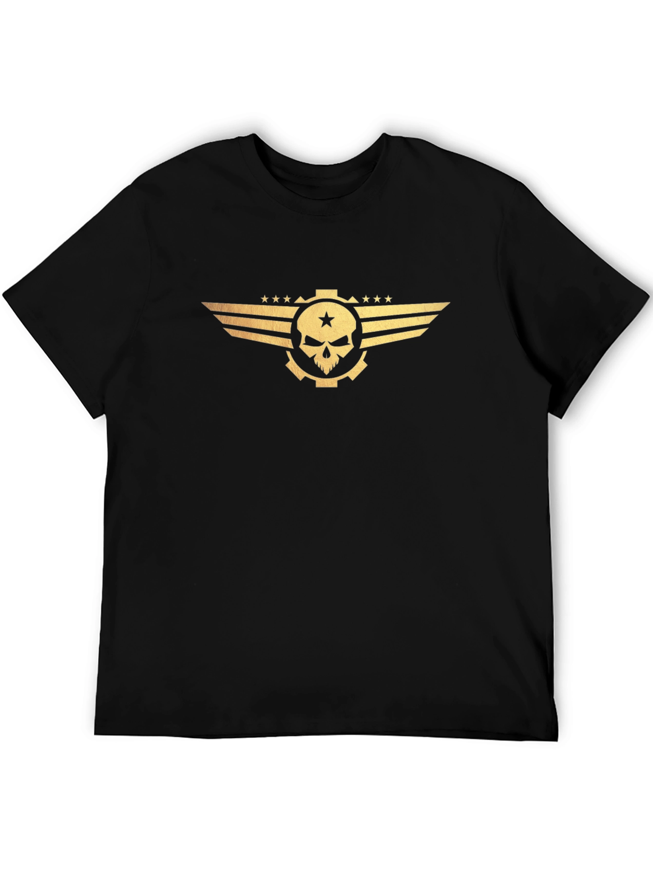 Skull Gear Wings Graphic Tee - Bold Statement Shirt