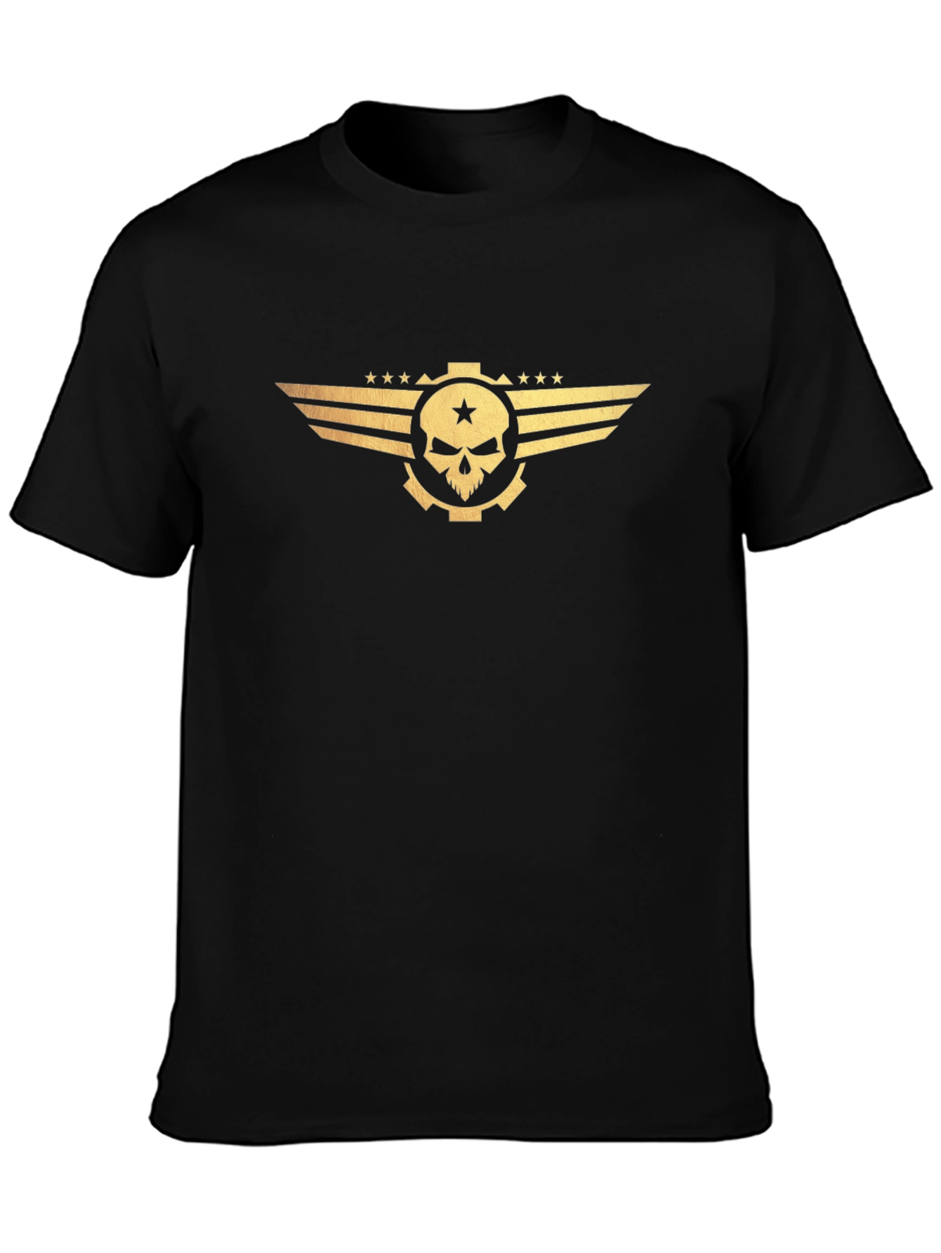 Skull Gear Wings Graphic Tee - Bold Statement Shirt