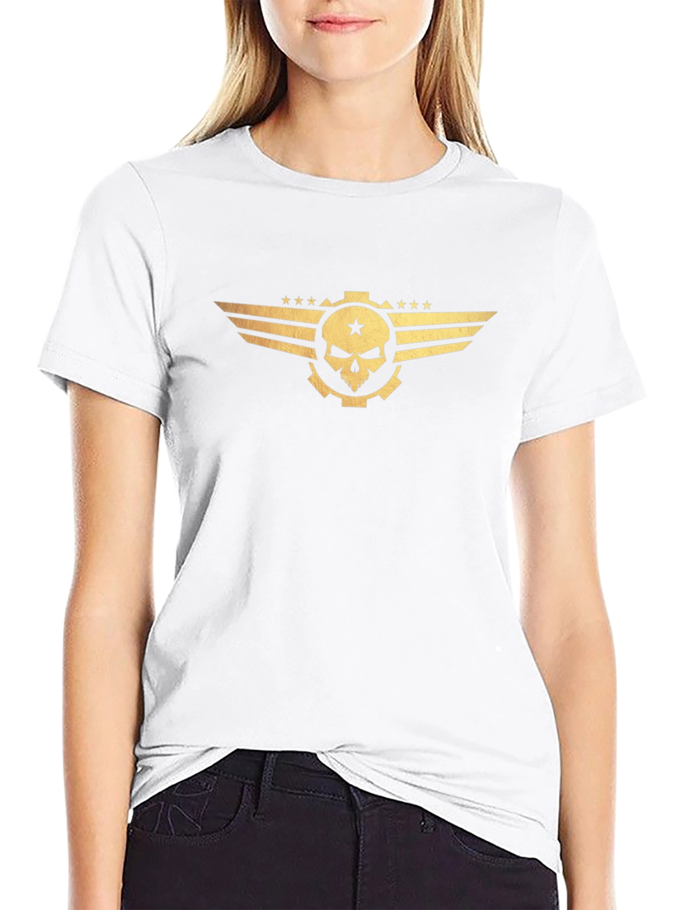 Skull Gear Wings Graphic Tee - Bold Statement Shirt