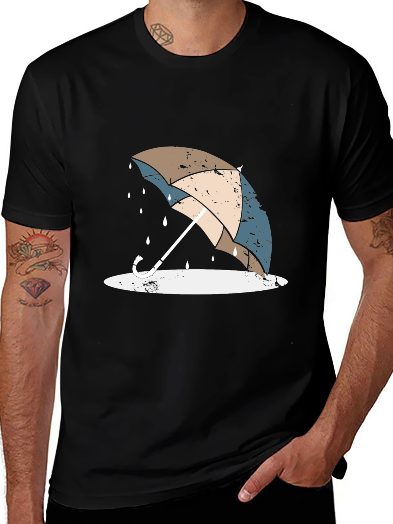 Umbrella Graphic Tee - Black Casual T-Shirt