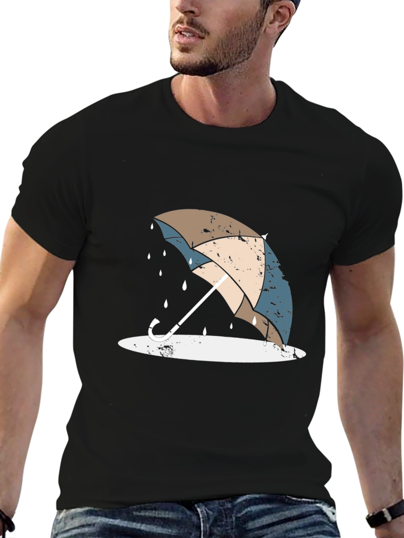 Umbrella Graphic Tee - Black Casual T-Shirt