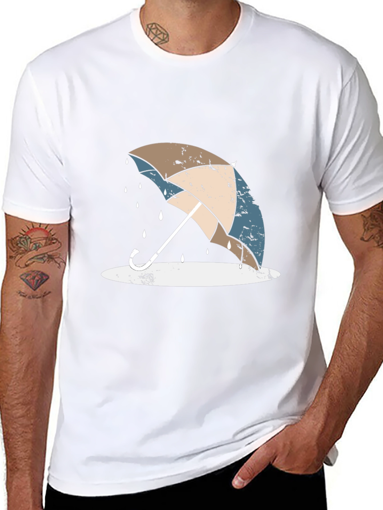 Umbrella Graphic Tee - Black Casual T-Shirt