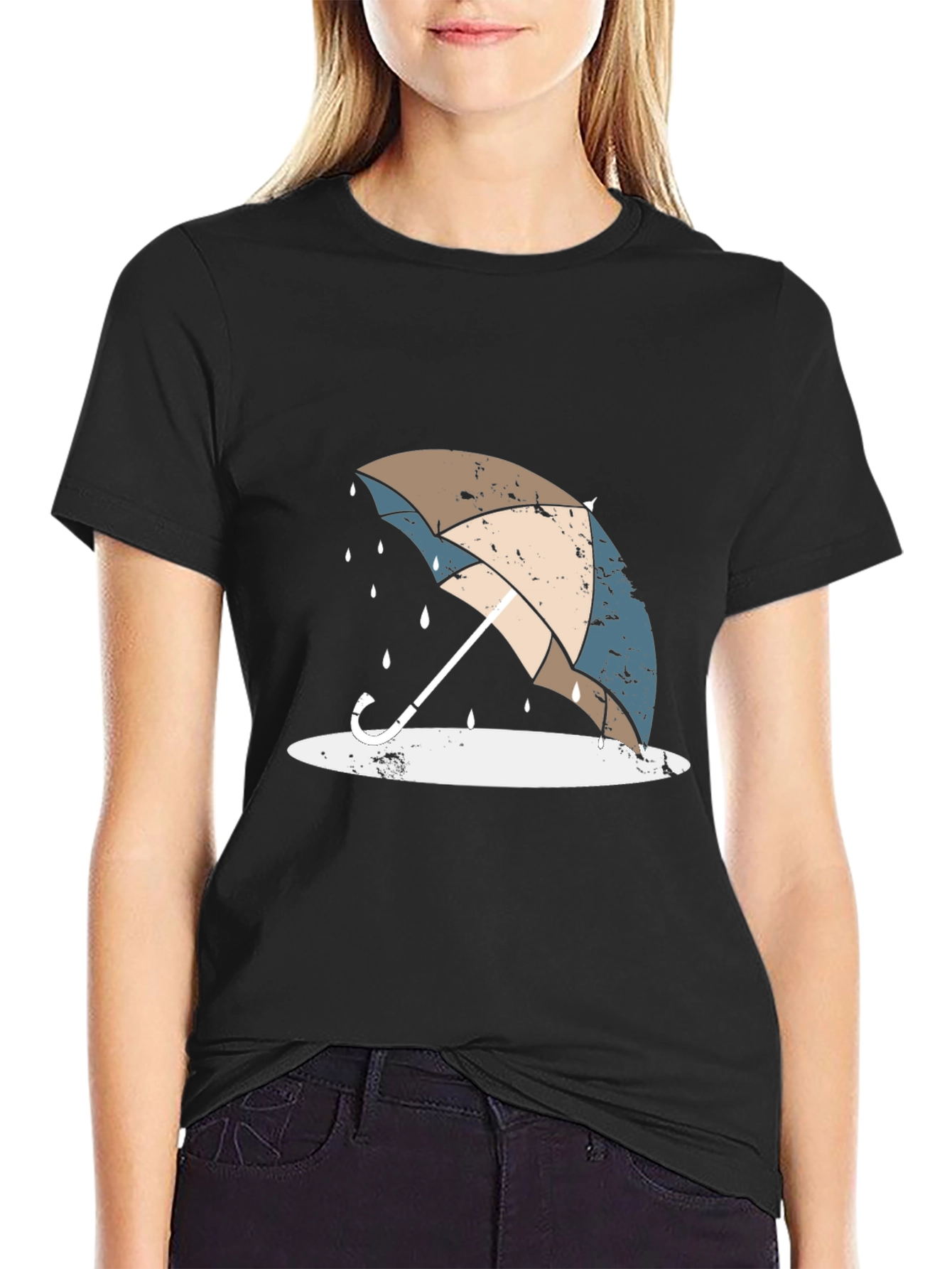 Umbrella Graphic Tee - Black Casual T-Shirt