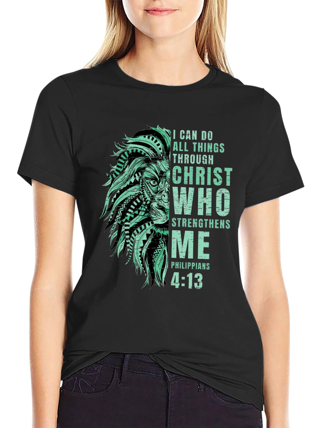 Lion & Scripture Graphic Print Tee