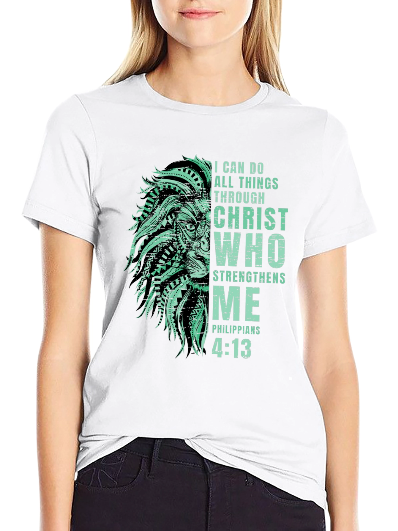 Lion & Scripture Graphic Print Tee