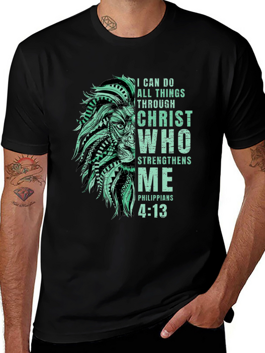 Lion & Scripture Graphic Print Tee