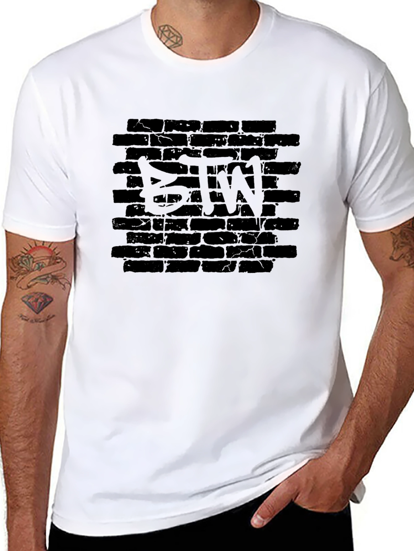 BTW Brick Wall Graphic Tee - Trendy Streetwear