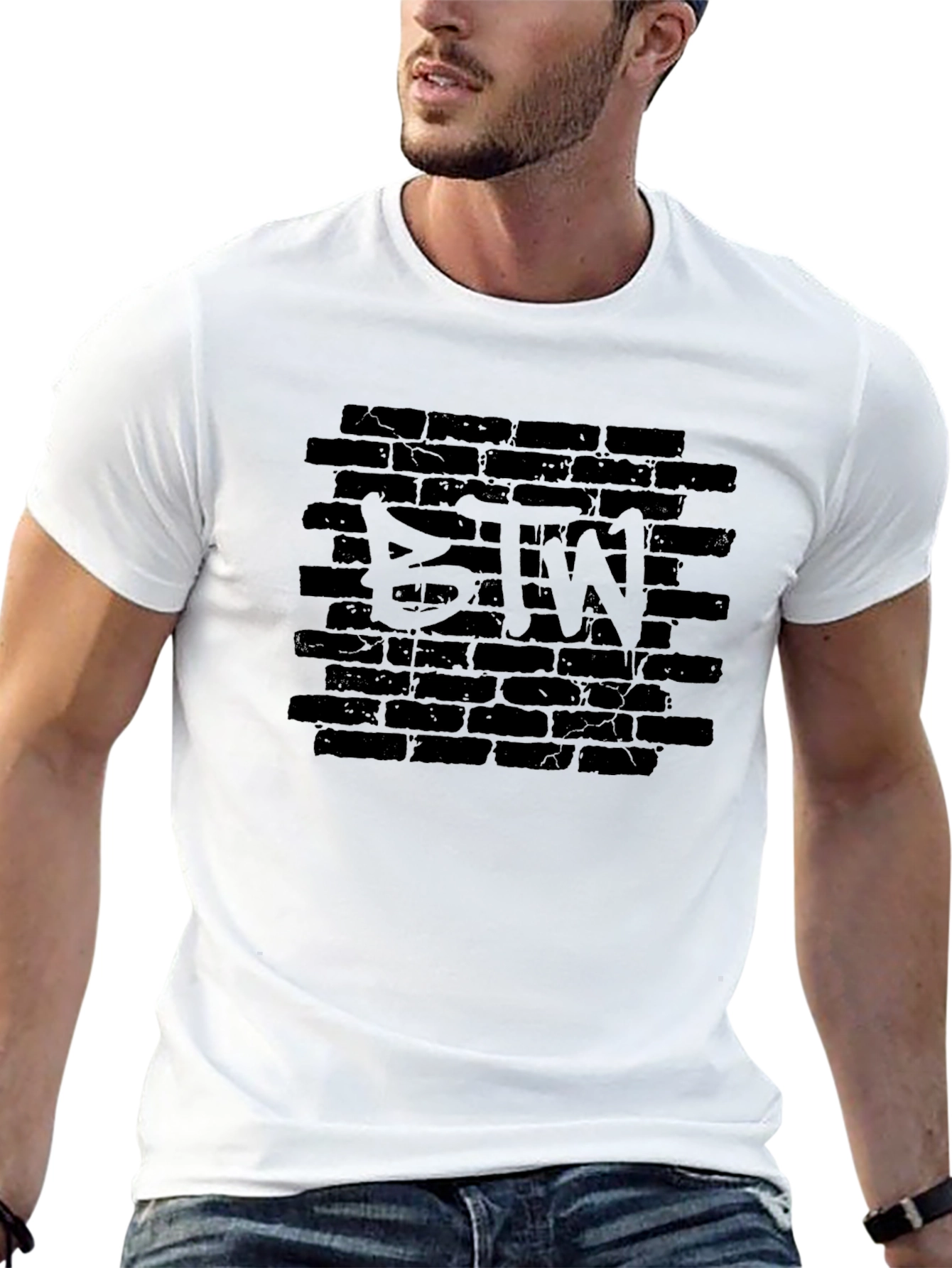 BTW Brick Wall Graphic Tee - Trendy Streetwear